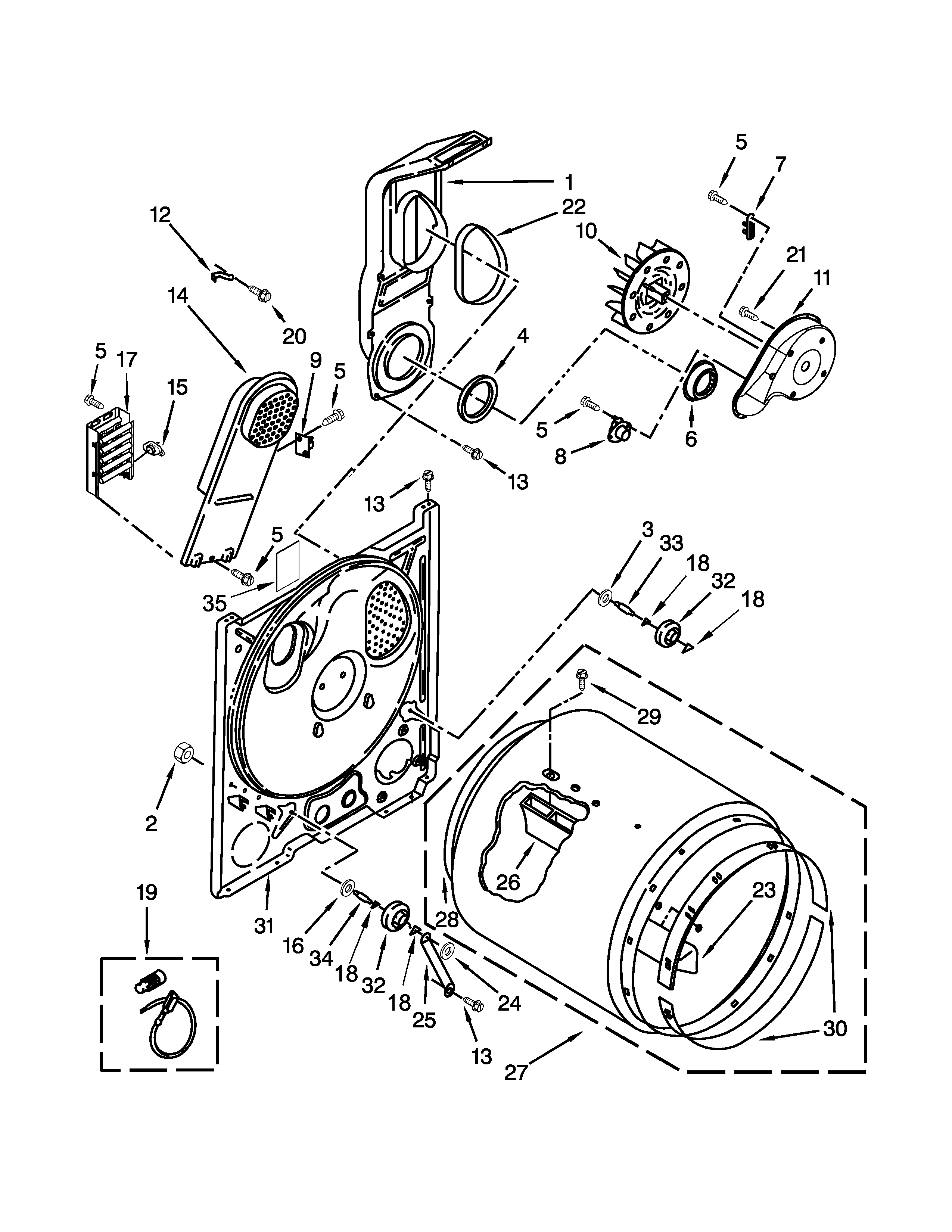 Amana NED4655EW1 bulkhead parts diagram
