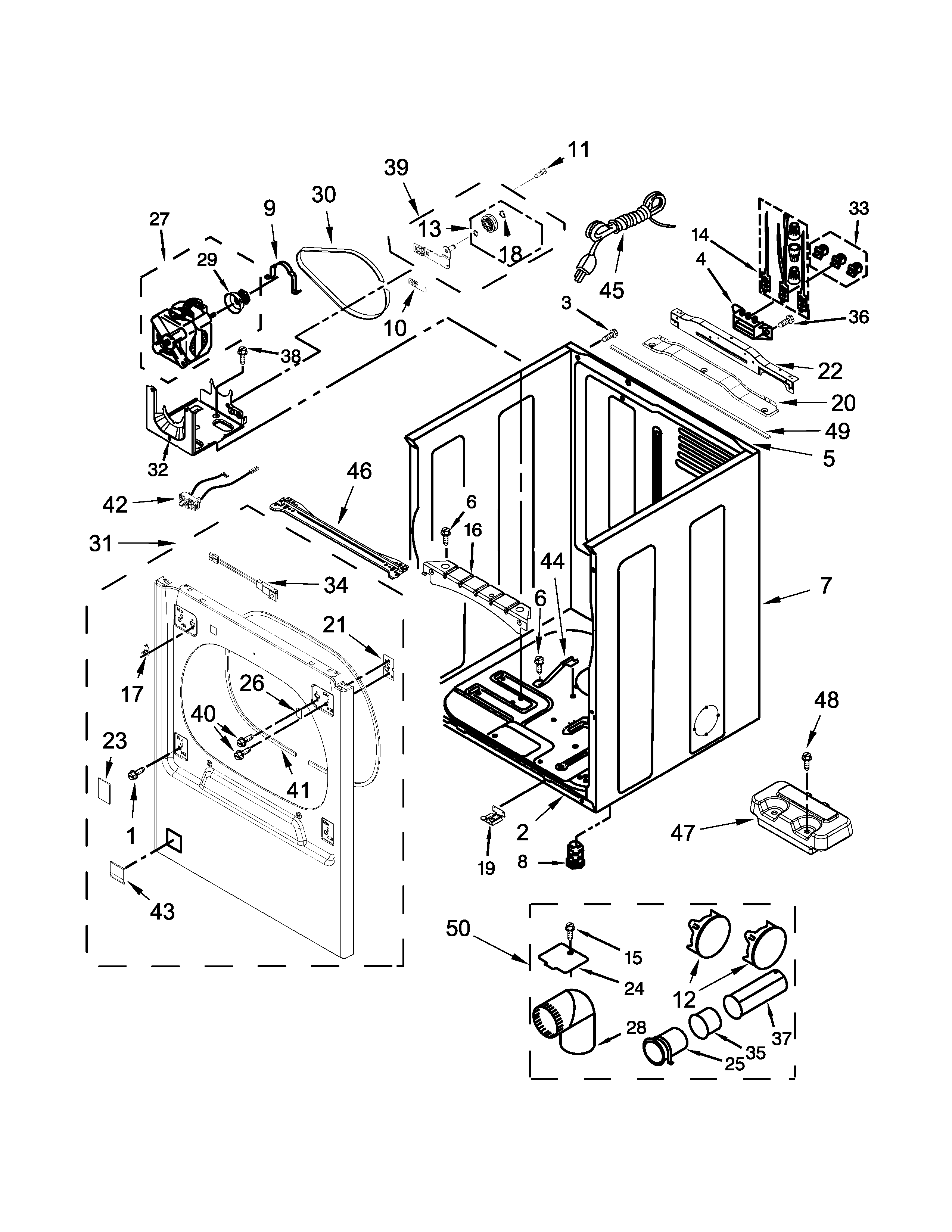 Whirlpool 7MWGD8000EW0 cabinet parts diagram