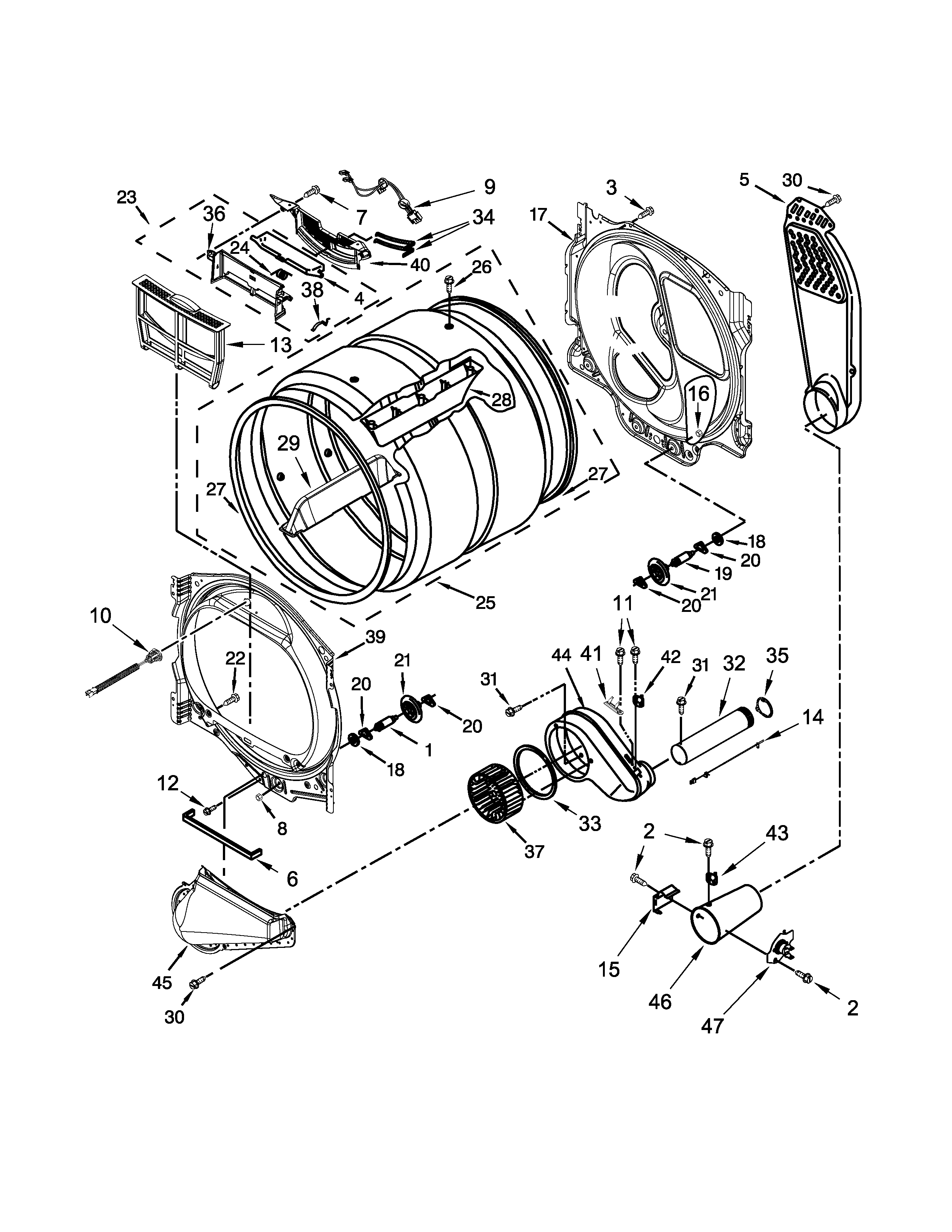 Whirlpool 7MWGD8000EW0 bulkhead parts diagram