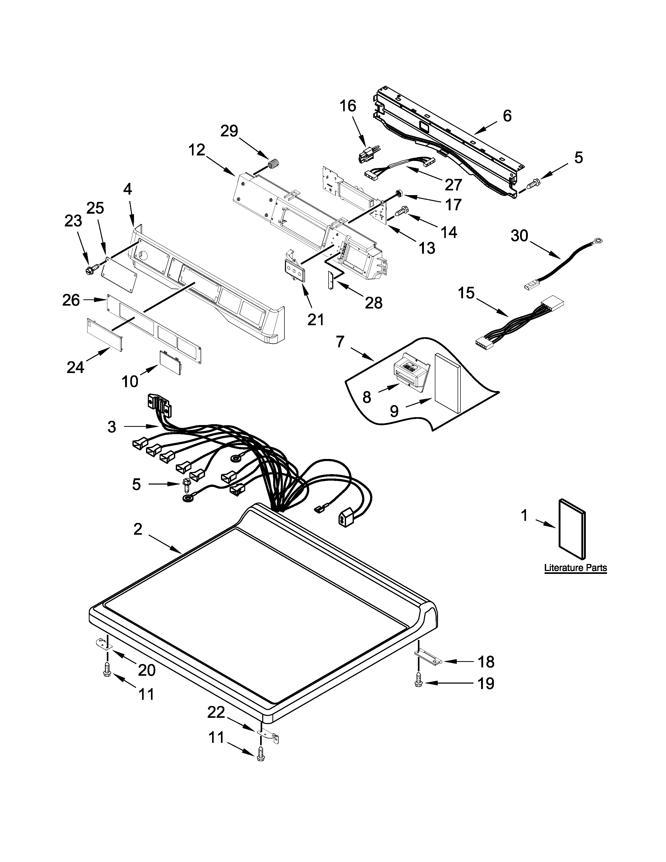 Maytag MDG28PNCGW0 top and console parts diagram