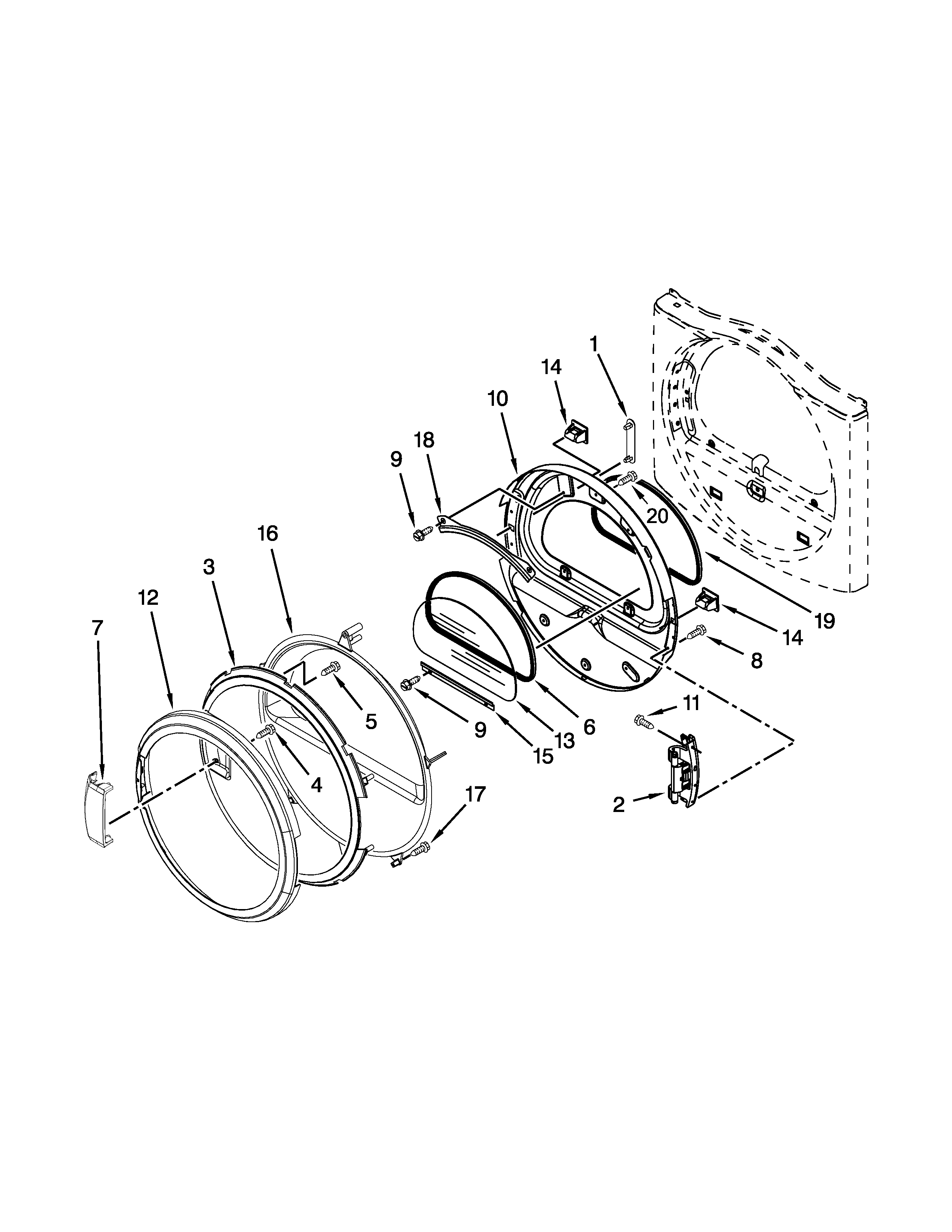 Maytag MDG28PNCGW0 door parts diagram