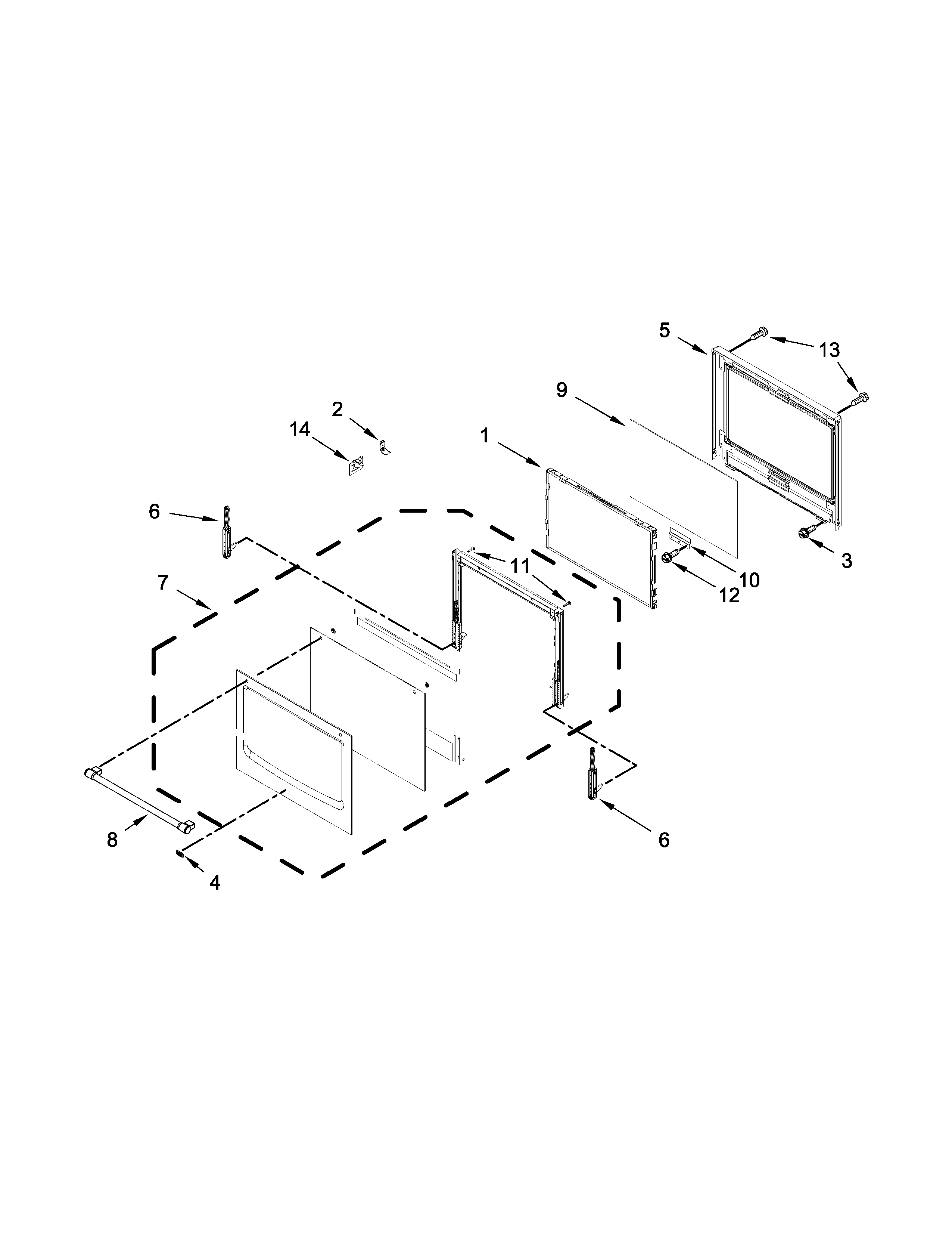 Maytag MEW9630DS02 lower oven door parts diagram
