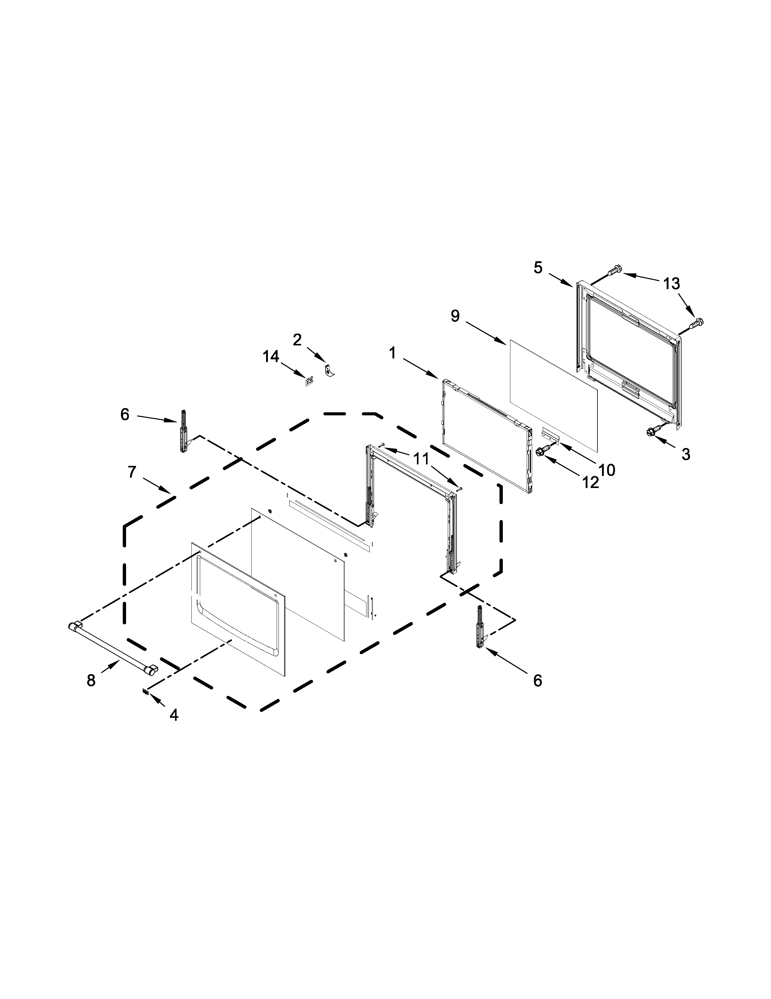 Maytag MEW7630DH02 lower oven door parts diagram
