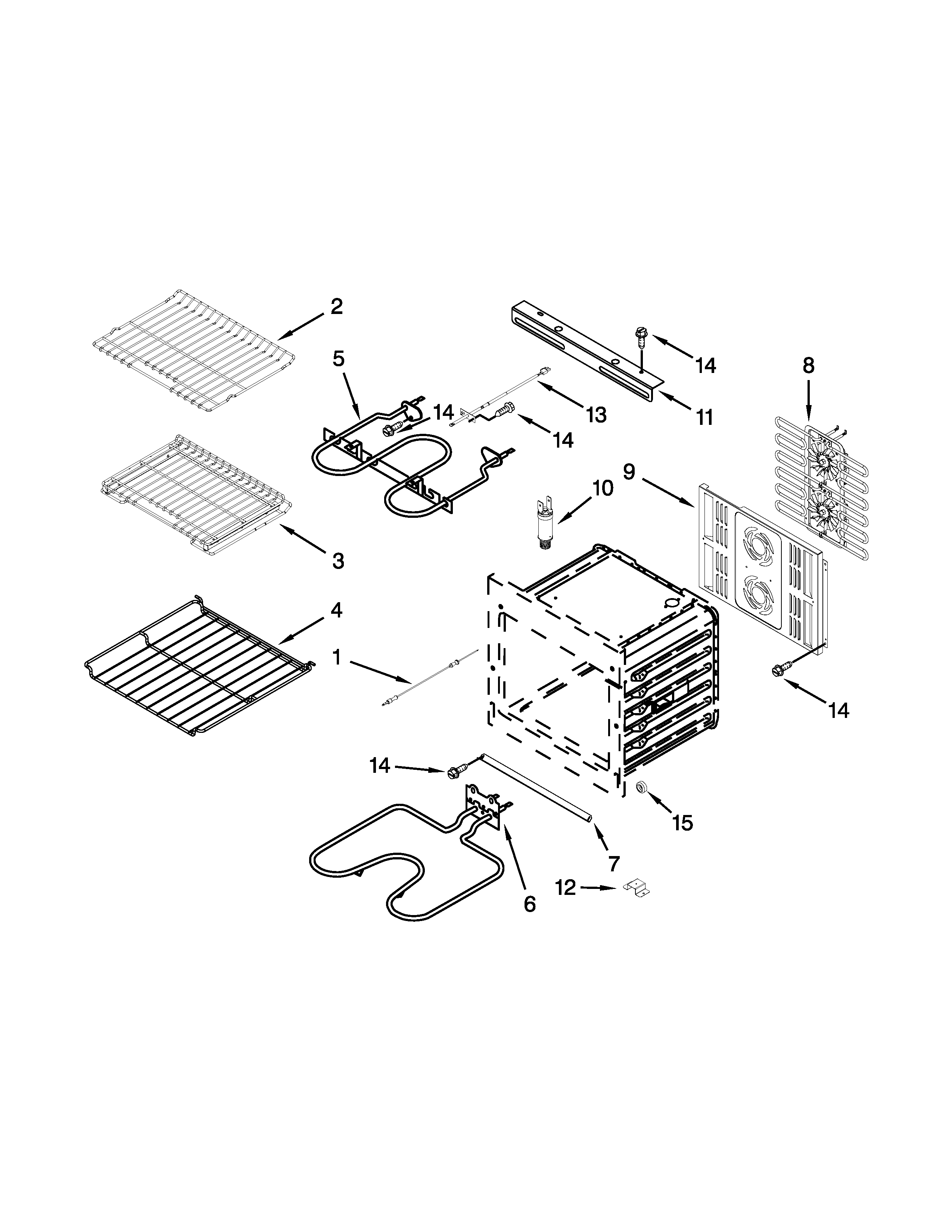 Jenn-Air JMW3430WR02 internal oven parts diagram