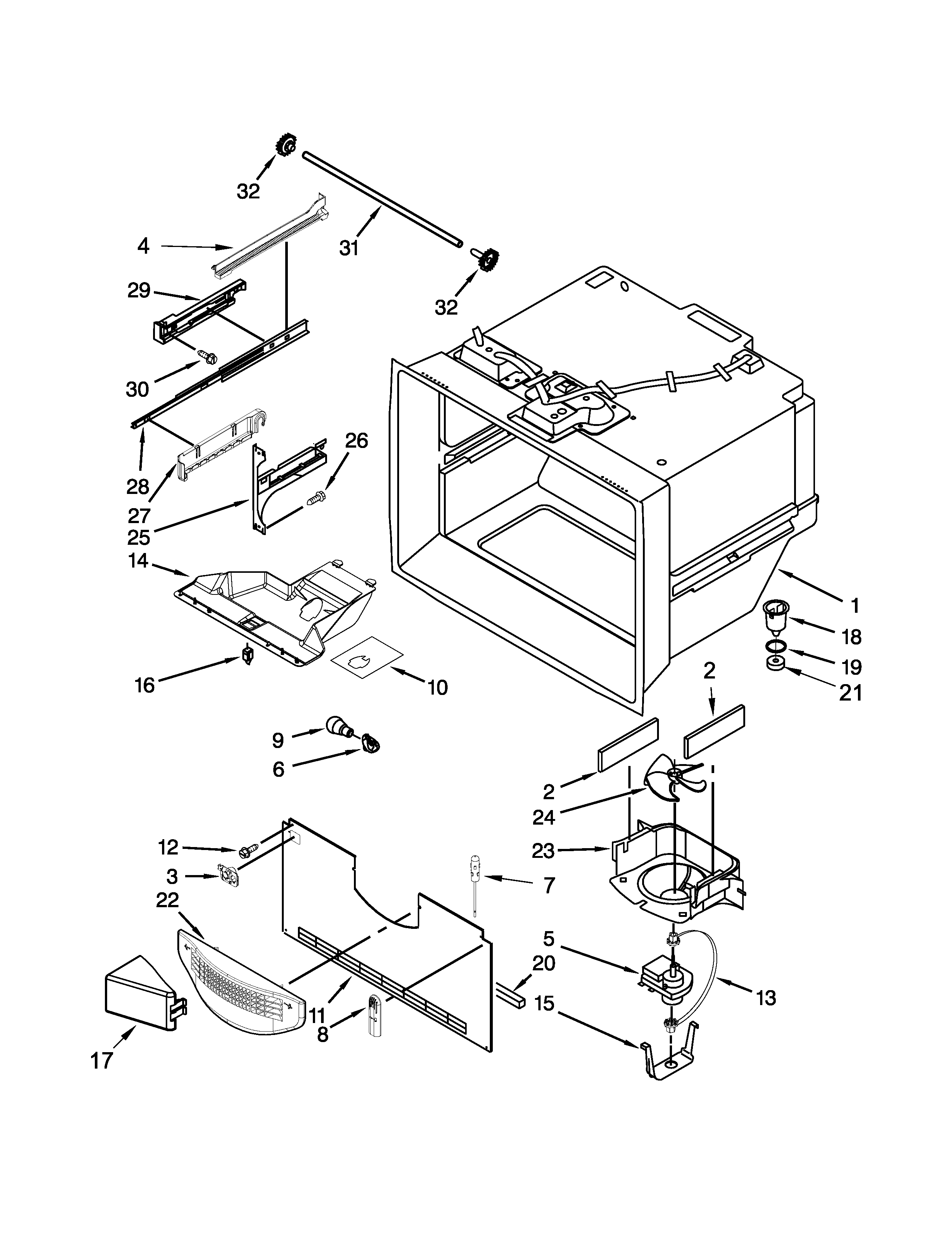 Maytag MFF2558DEM00 freezer liner parts diagram