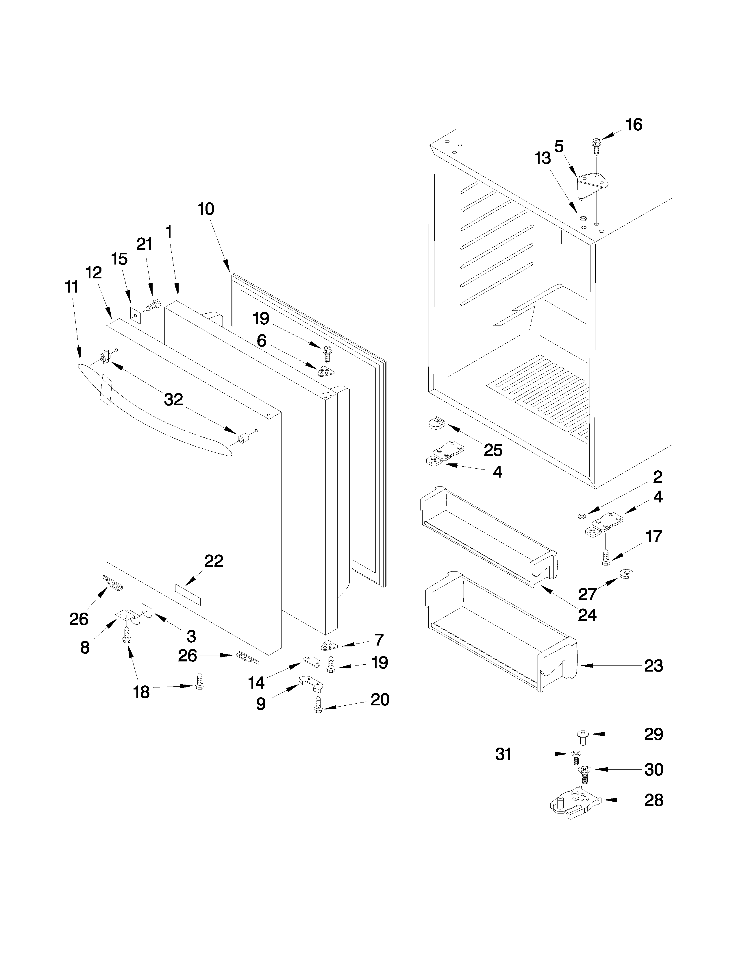 Whirlpool WUR50X24EM00 door parts diagram