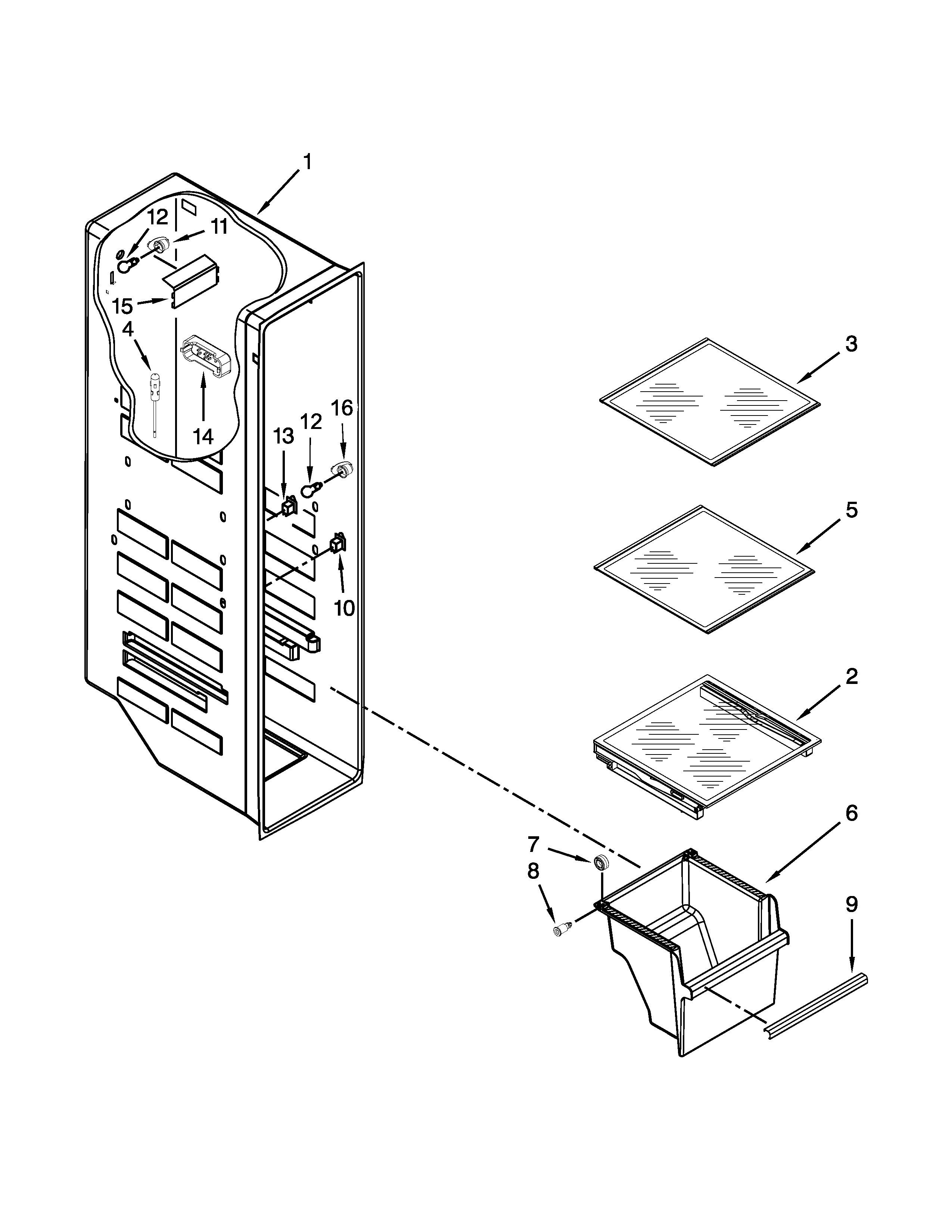 Whirlpool WRS571CIDW00 freezer liner parts diagram