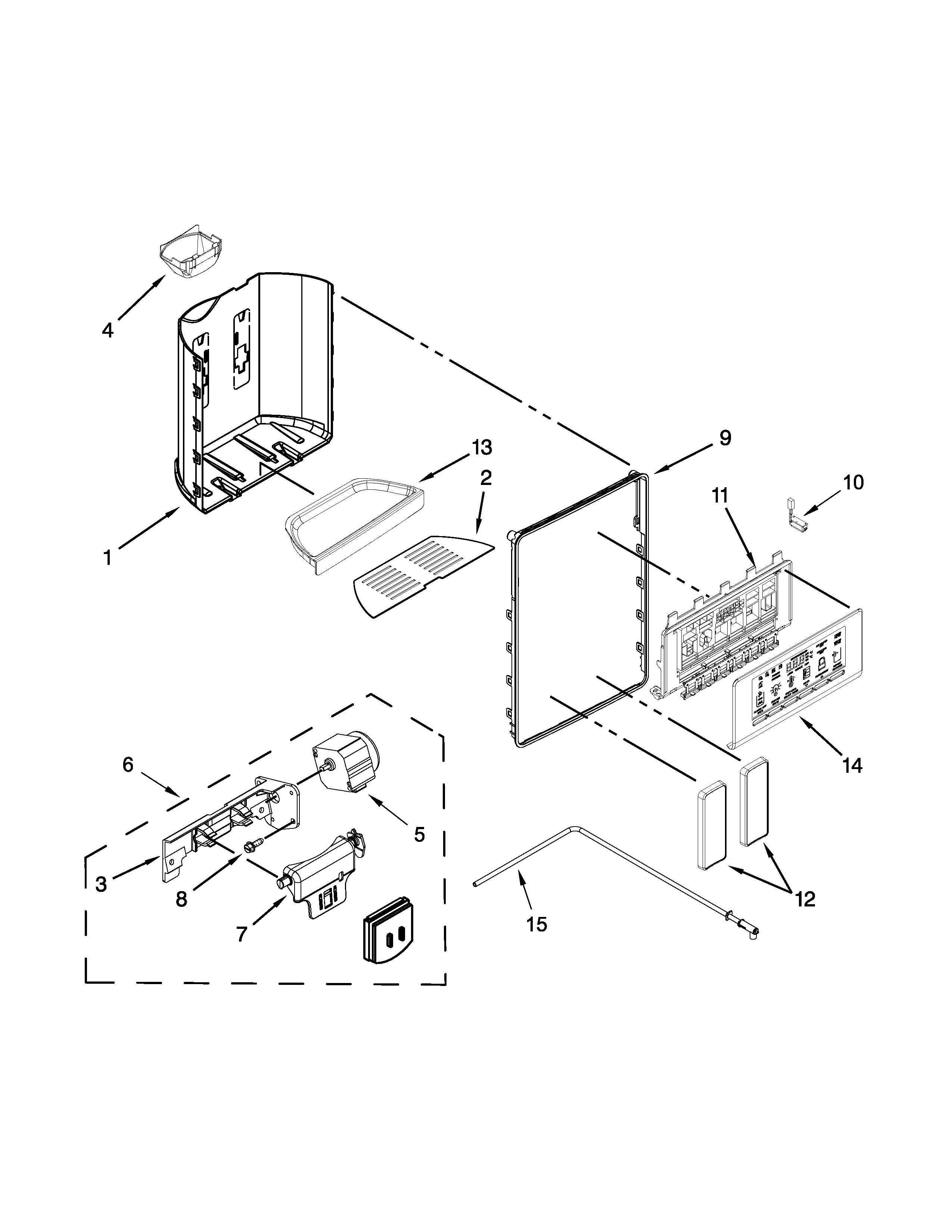 Whirlpool WRS571CIDW00 dispenser parts diagram