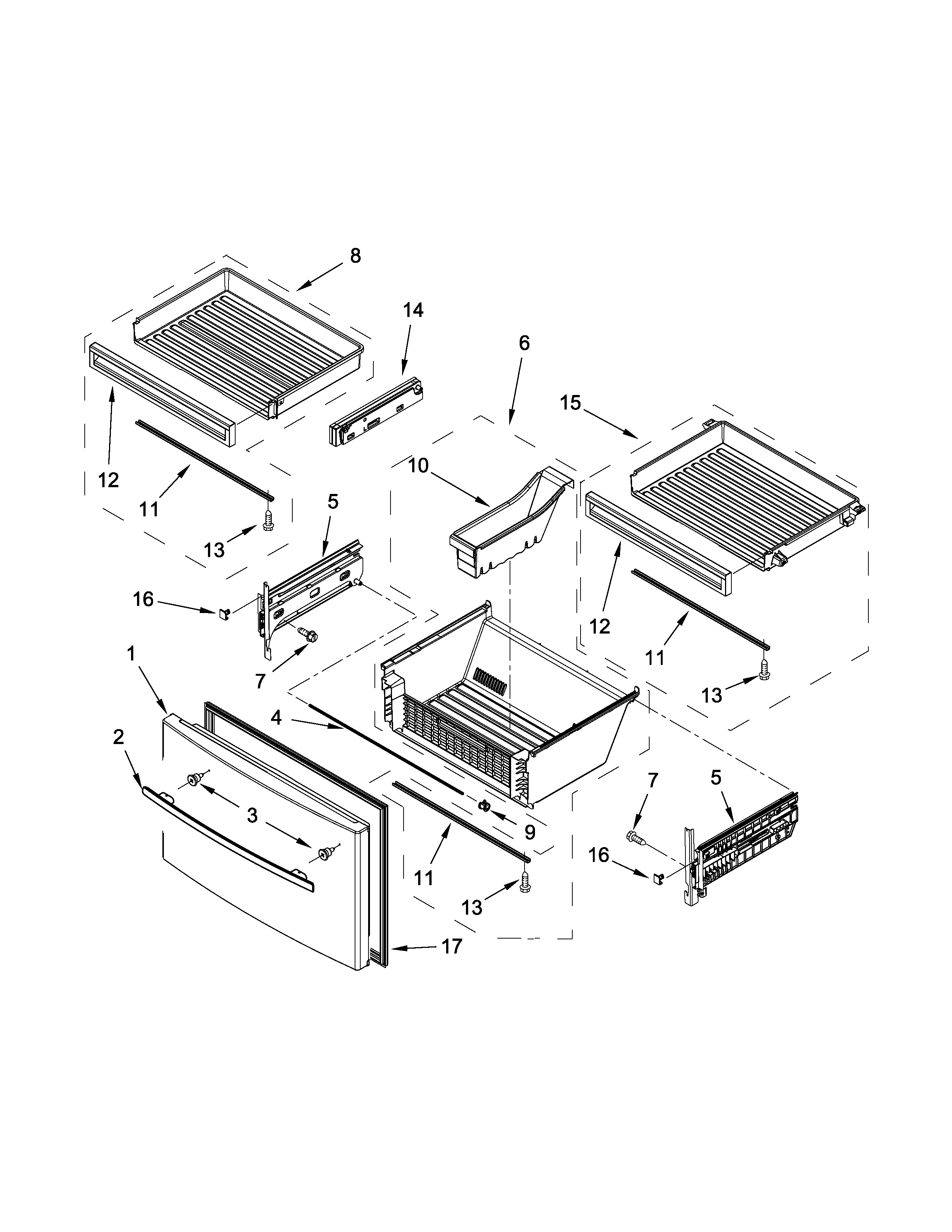 Jenn-Air JFX2897DRM02 freezer door parts diagram