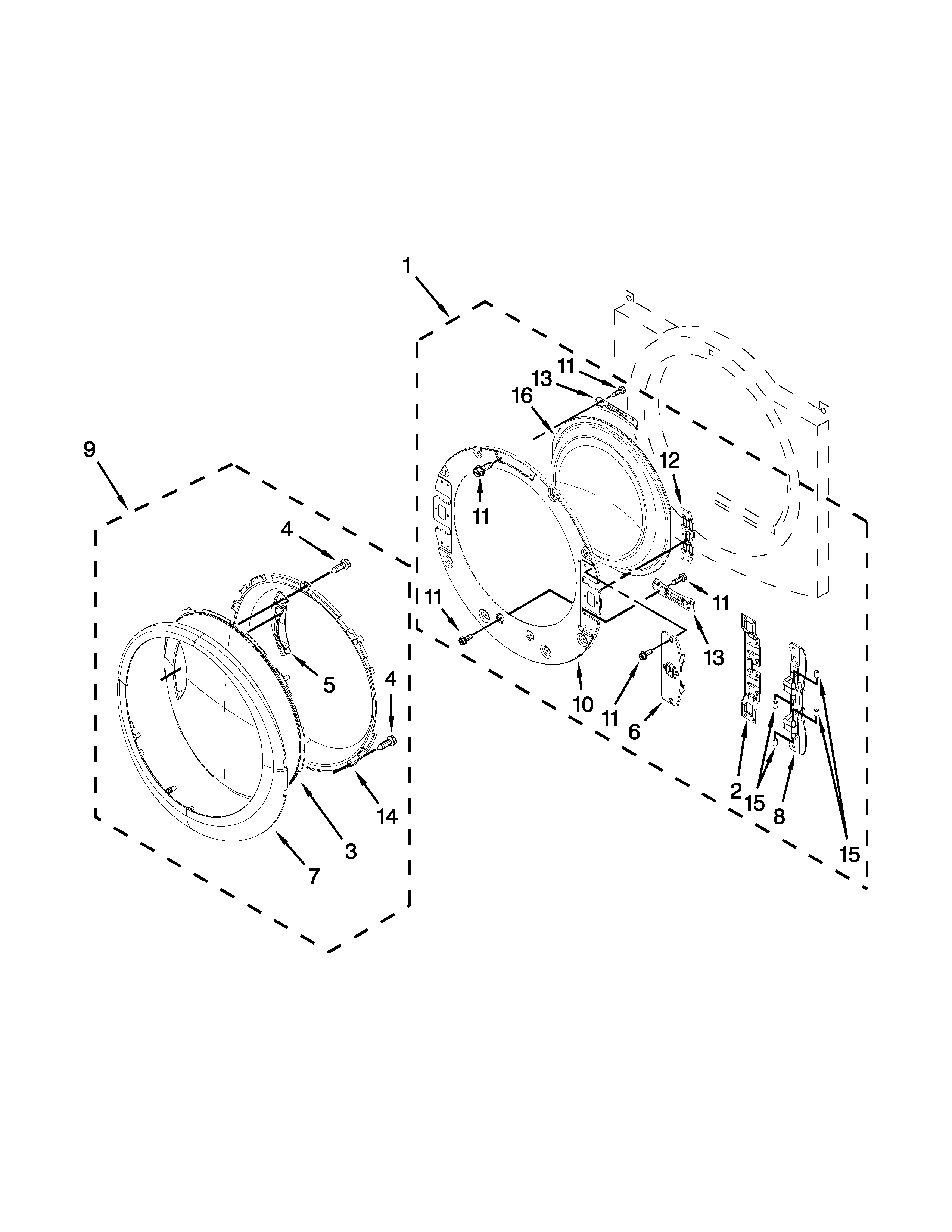 Whirlpool WED88HEAC1 door parts diagram