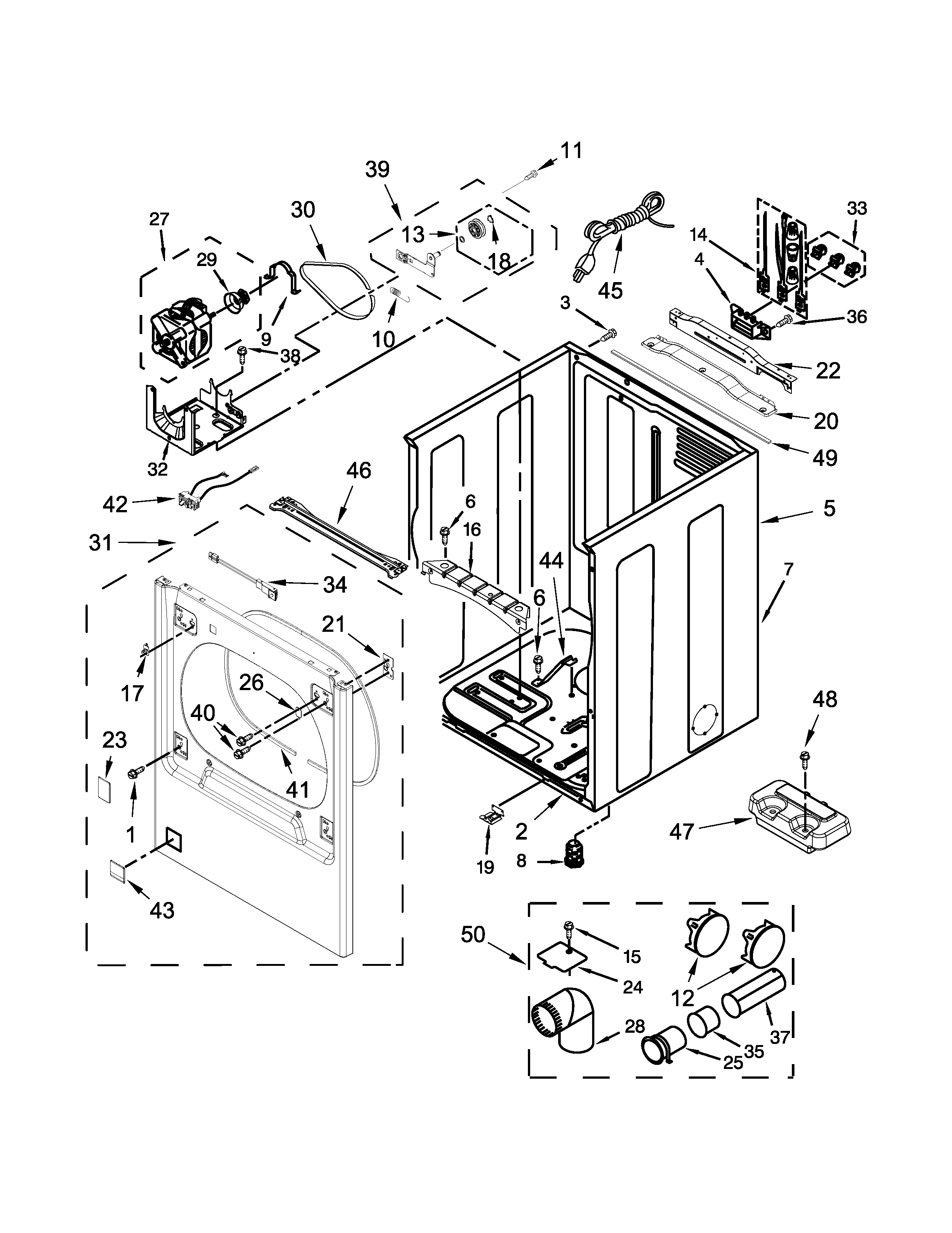 Whirlpool WGD8500DW2 cabinet parts diagram