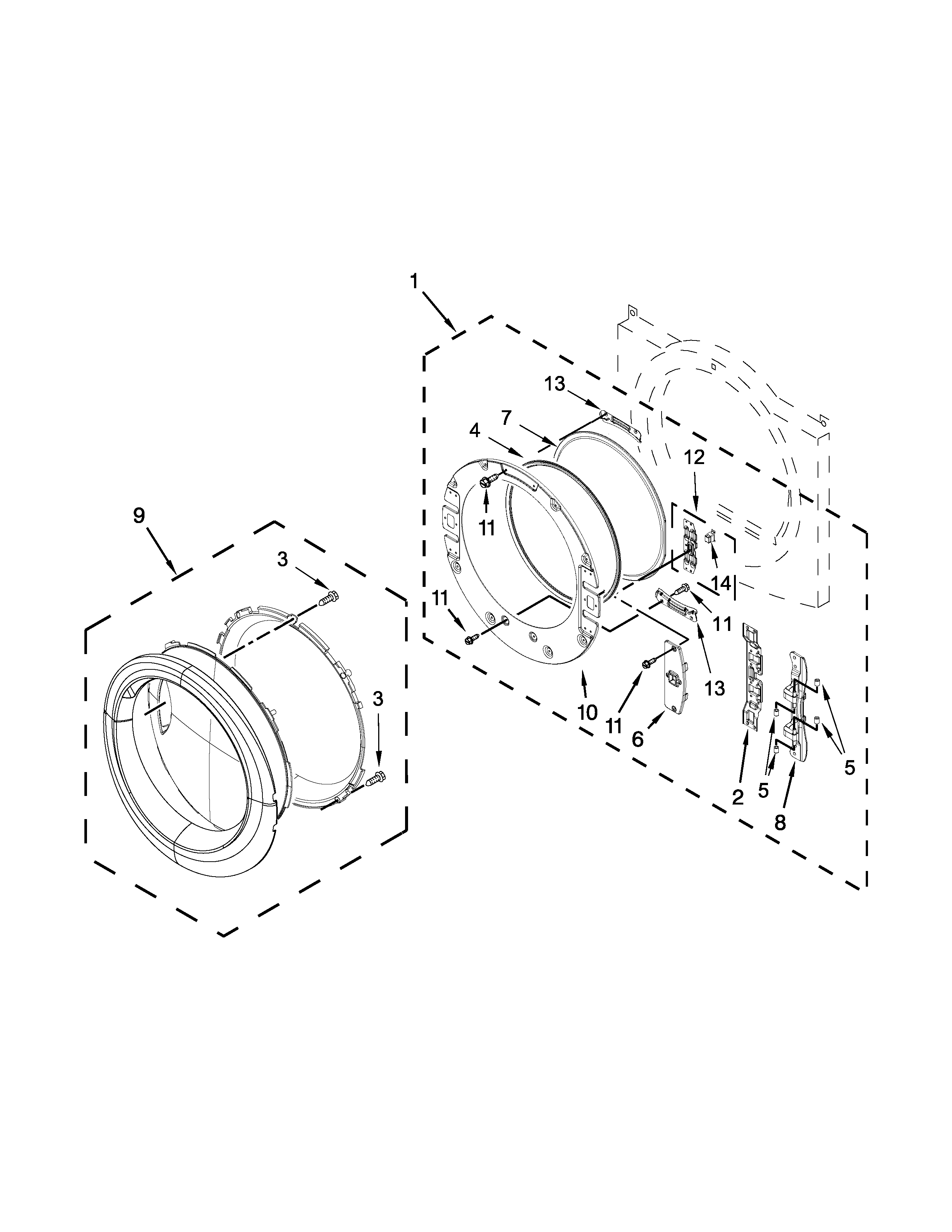 Whirlpool YWED87HEDW1 door parts diagram