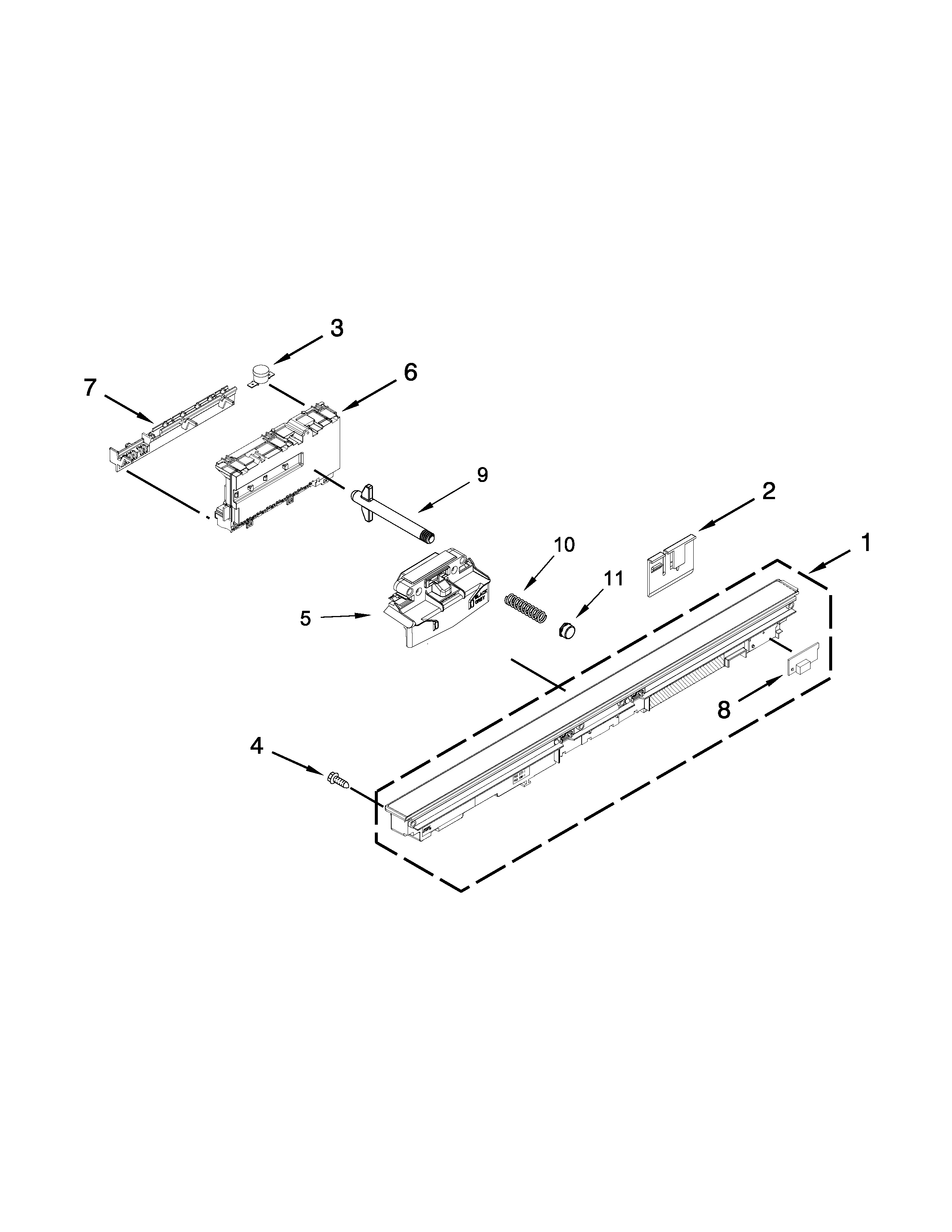 KitchenAid KUDE60HXSS2 control panel and latch parts diagram