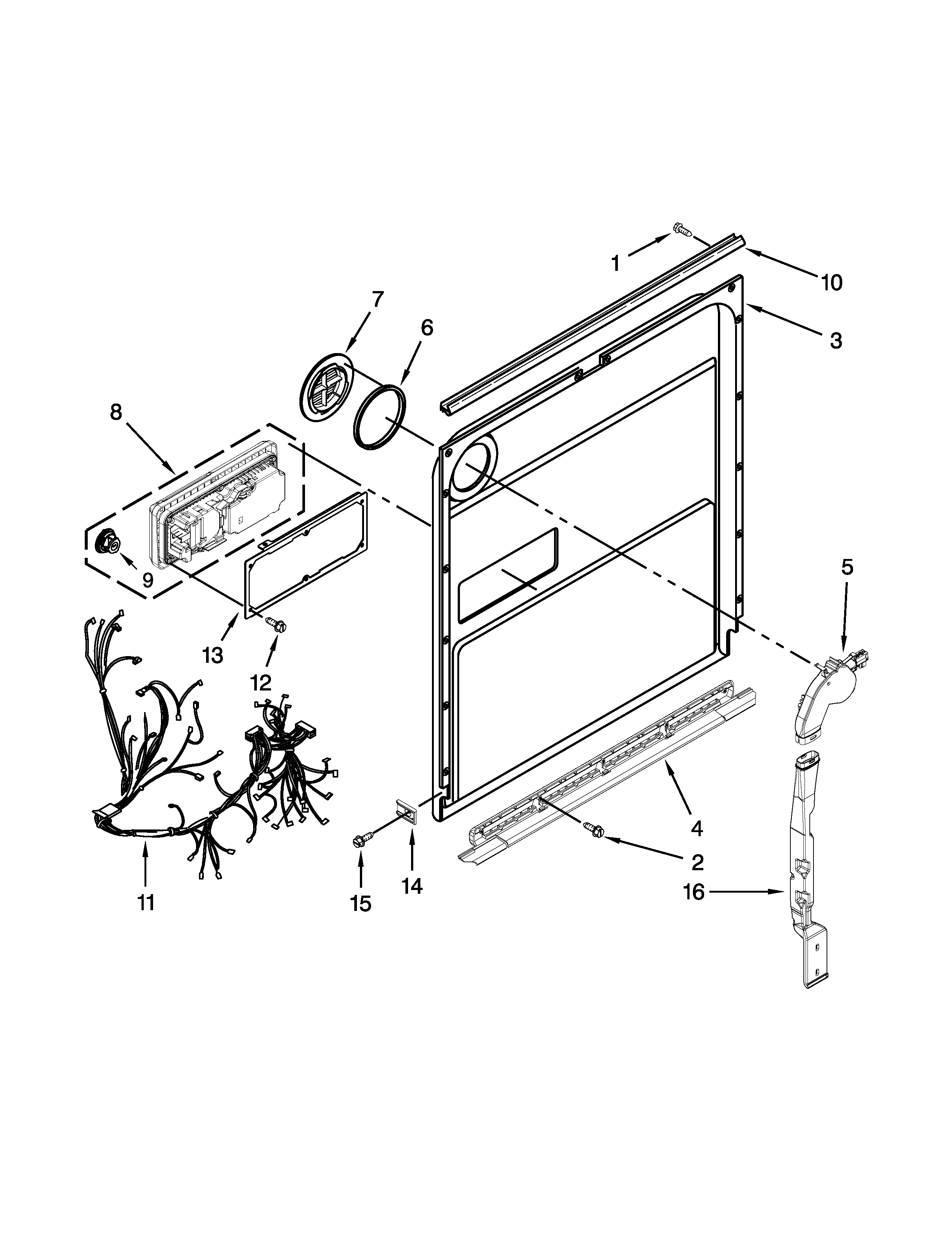KitchenAid KUDE60HXSS2 inner door parts diagram