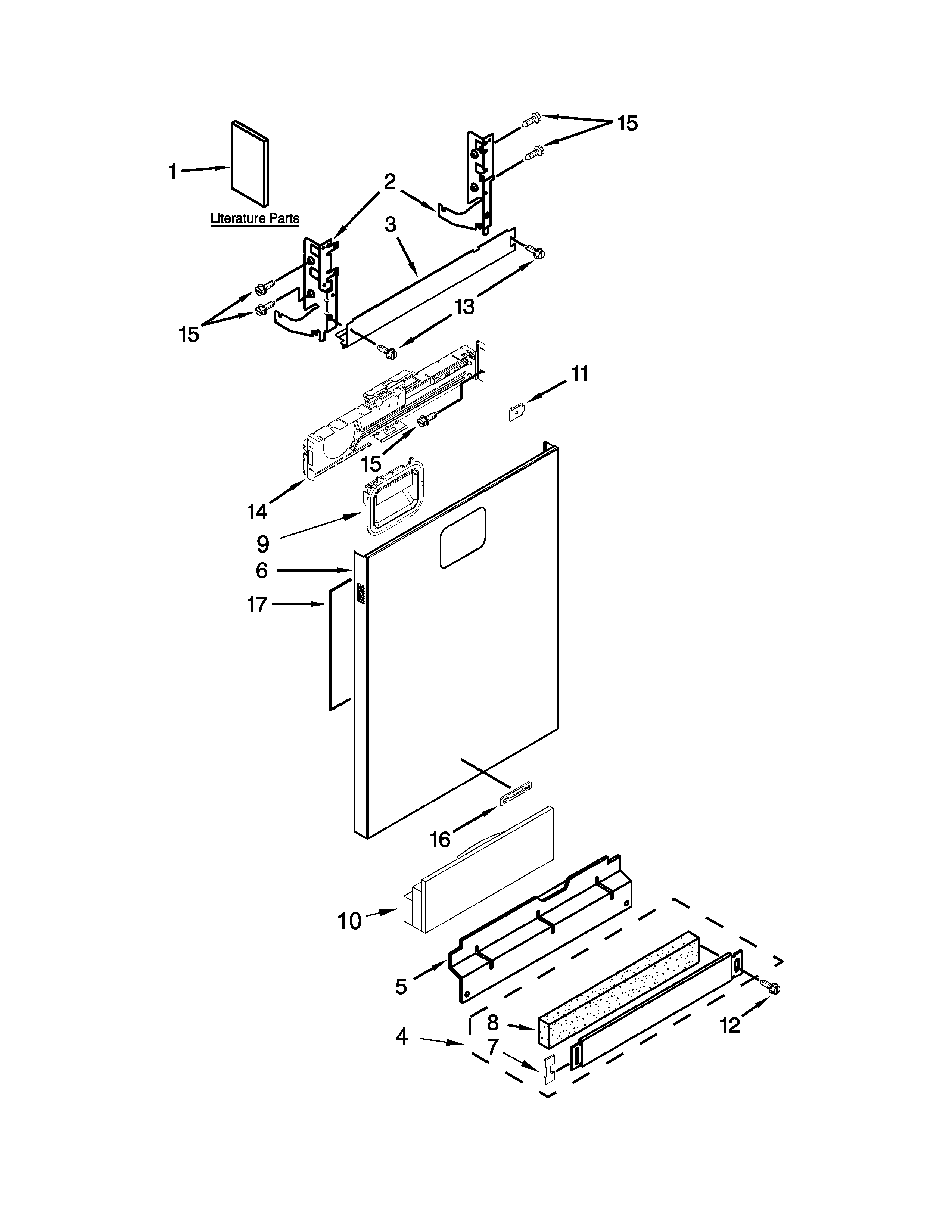 KitchenAid KUDE60HXSS5 door and panel parts diagram