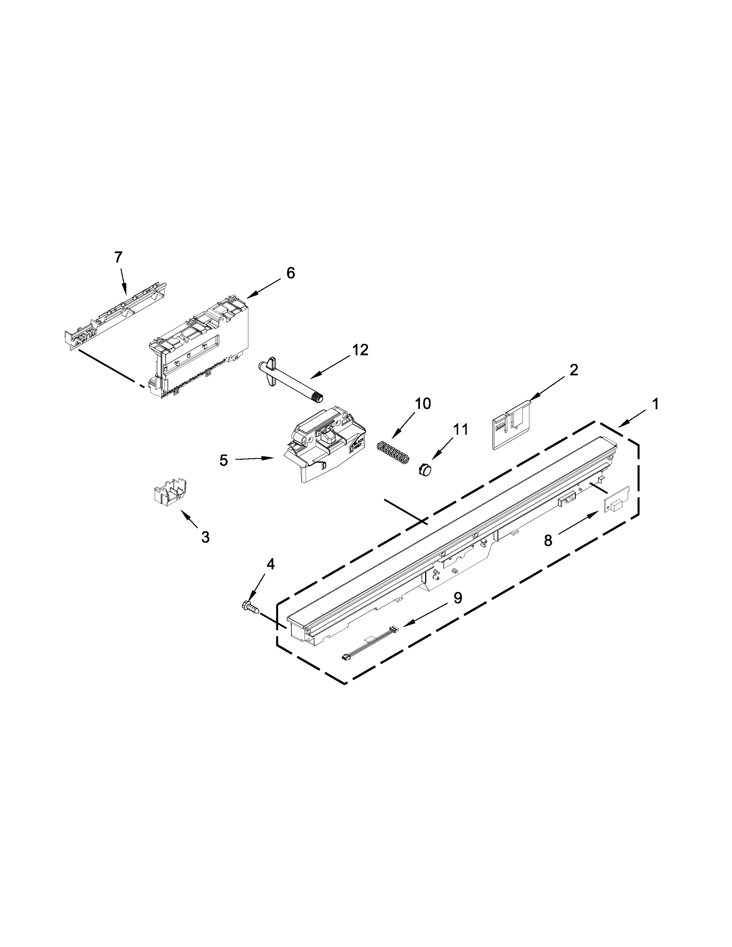 KitchenAid KUDE60HXSS6 control panel and latch parts diagram