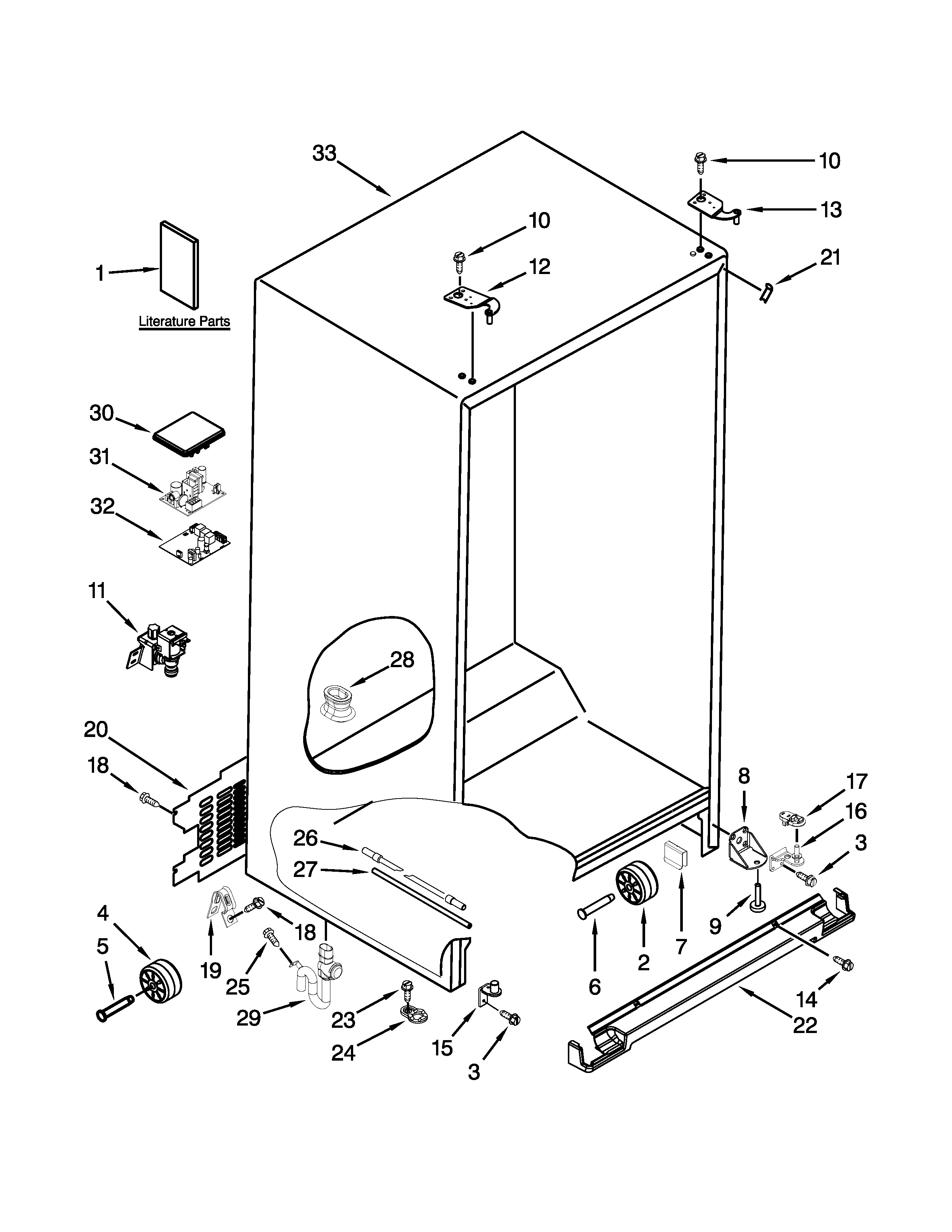 Whirlpool GSS26C4XXY00 cabinet parts diagram