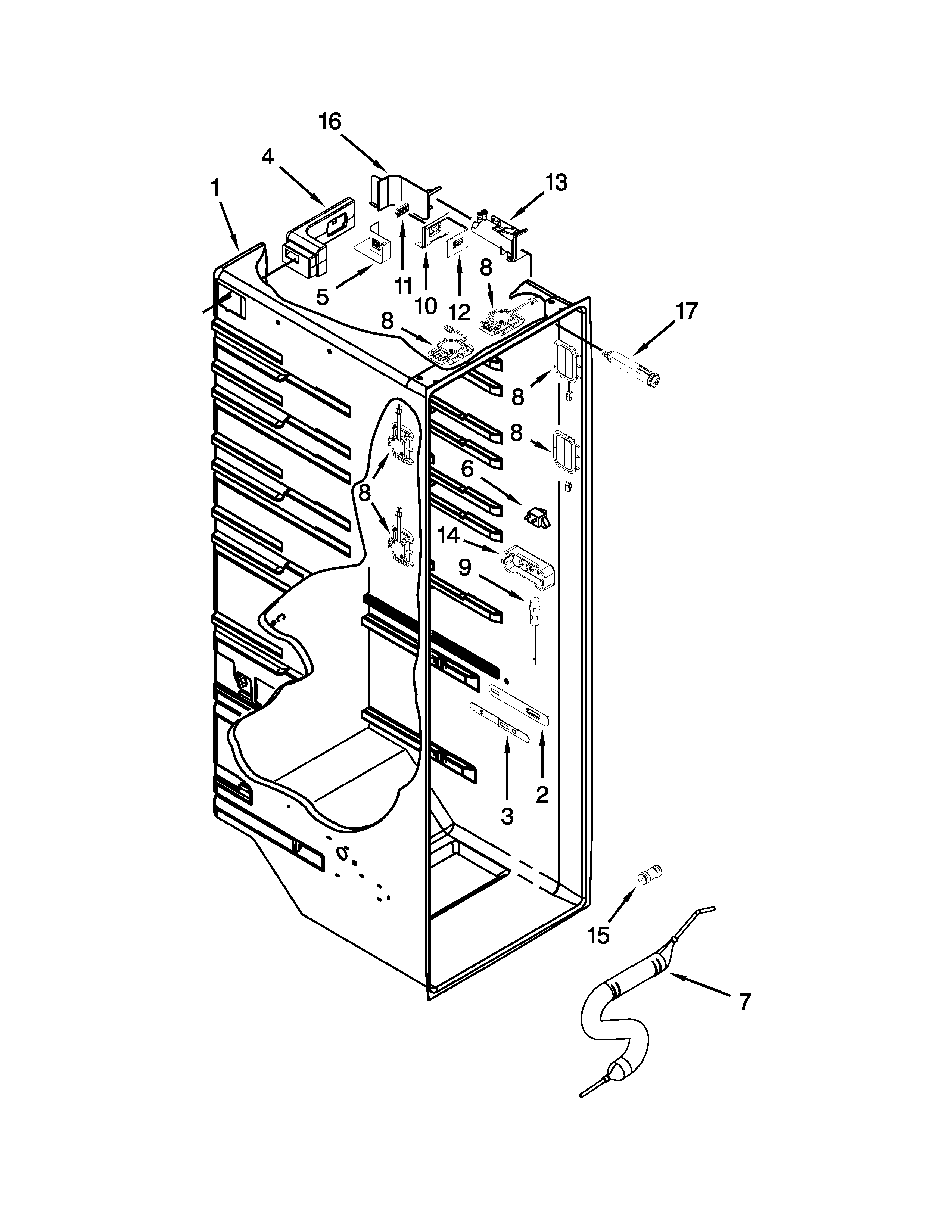 Whirlpool GSS26C4XXY00 refrigerator liner parts diagram