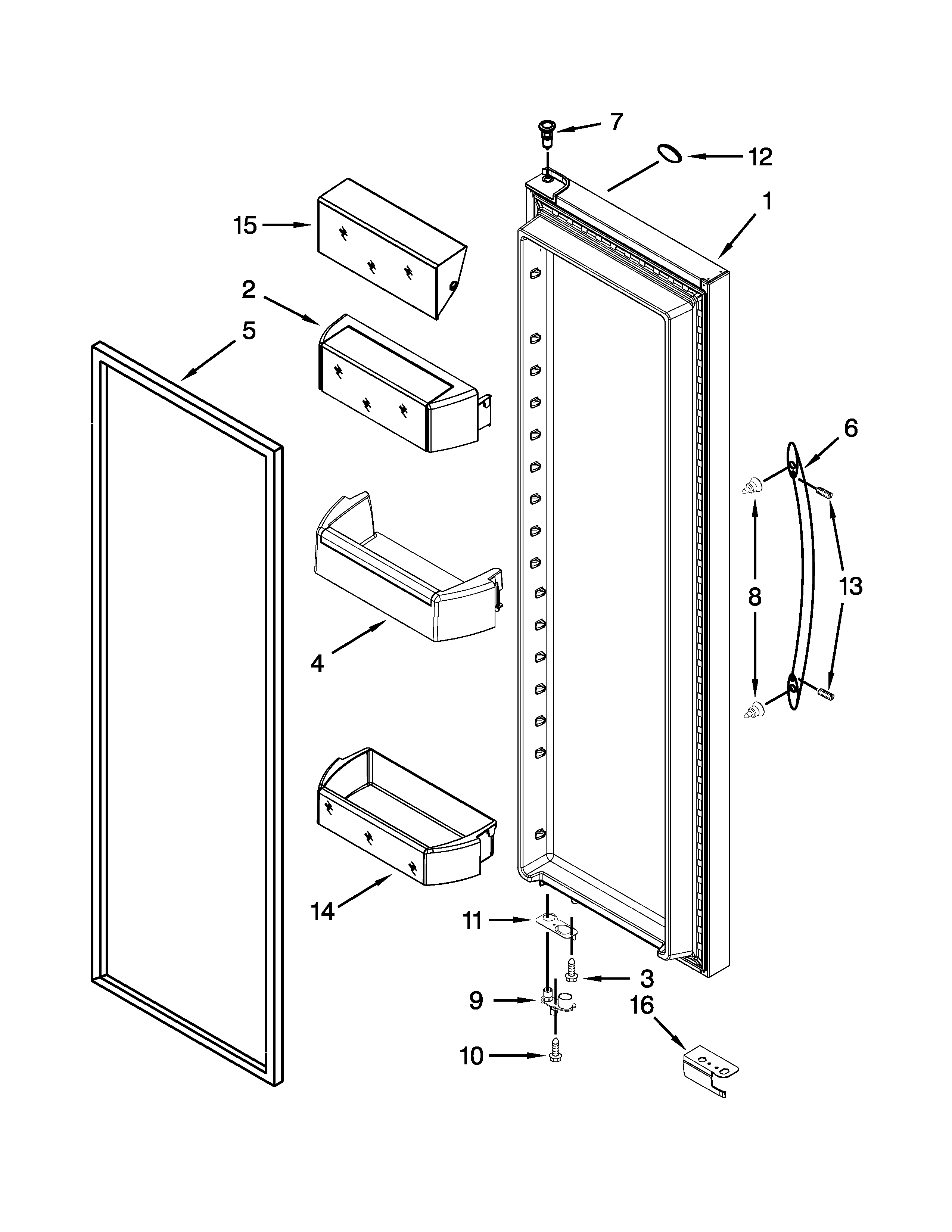 Whirlpool GSS26C4XXY00 refrigerator door parts diagram