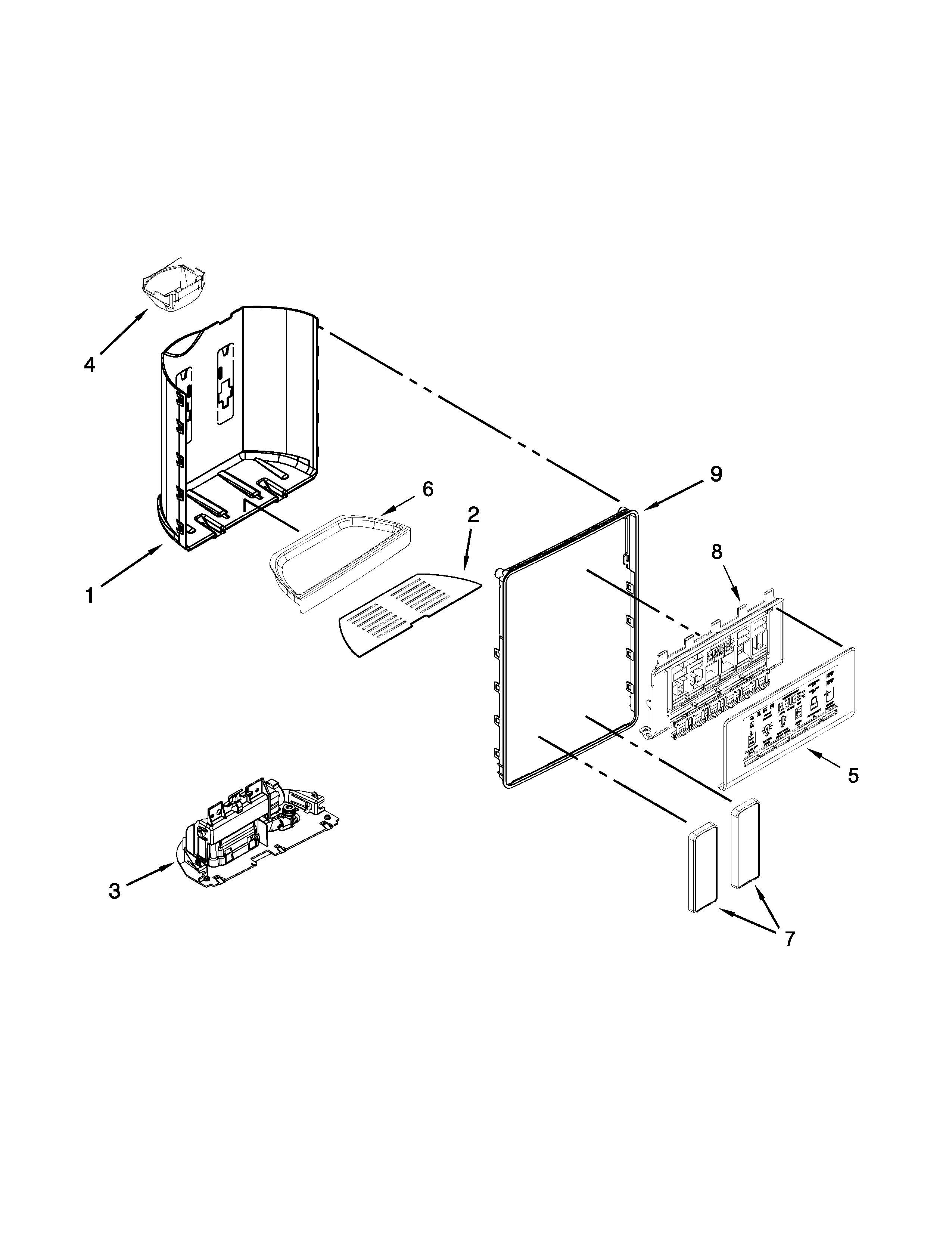 Whirlpool GSS26C4XXY00 dispenser parts diagram