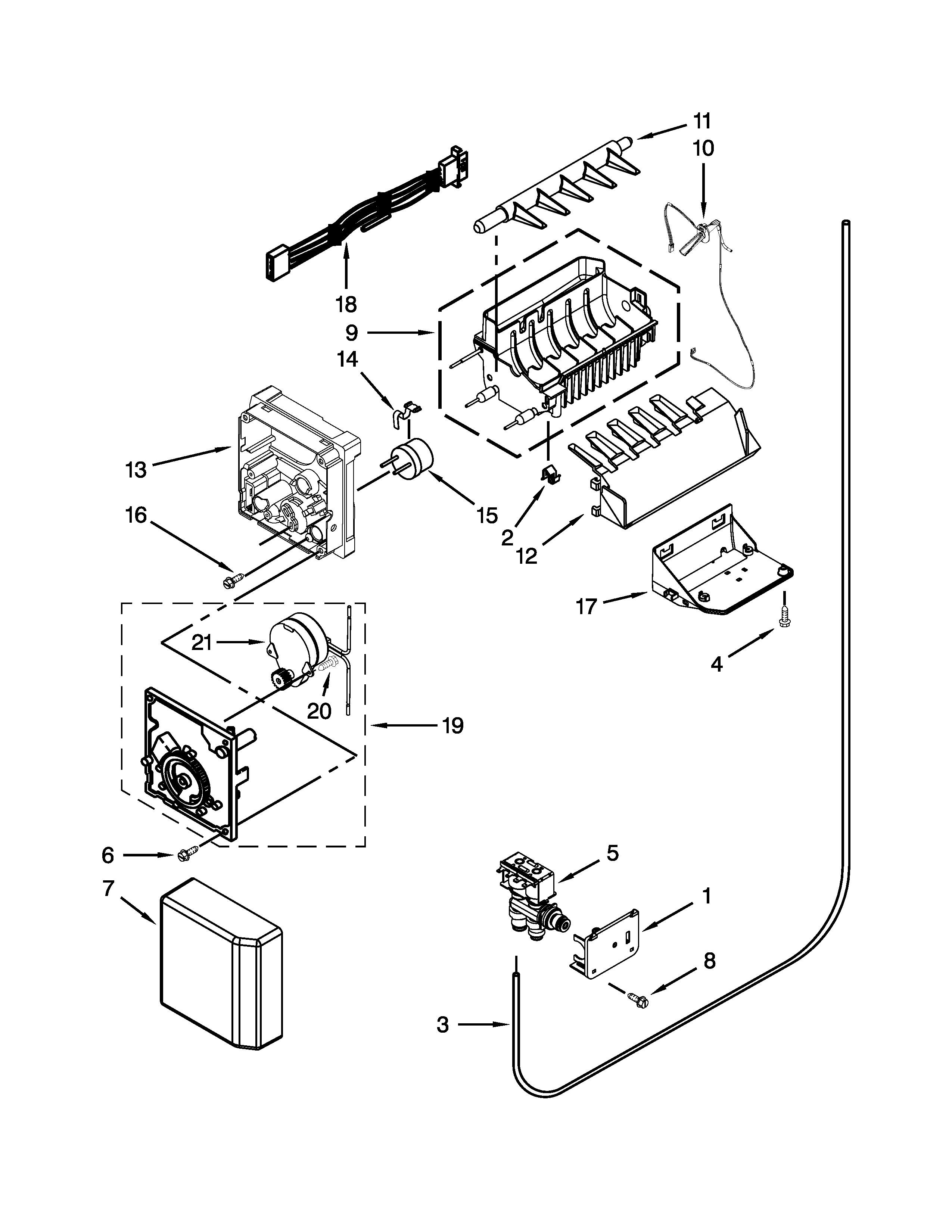 Whirlpool GSS26C4XXY00 ice maker parts diagram