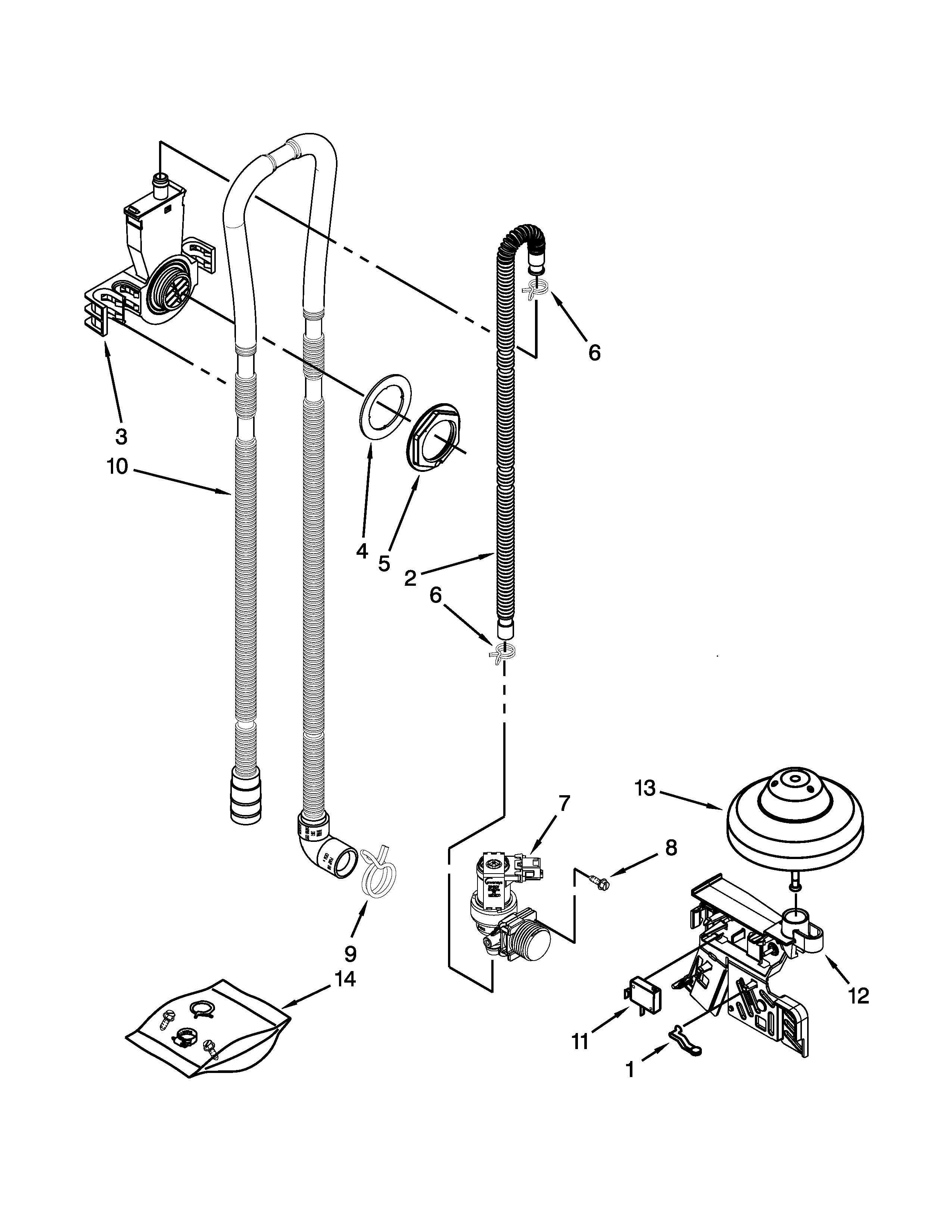 Maytag MDB6769PAB0 fill, drain and overfill parts diagram
