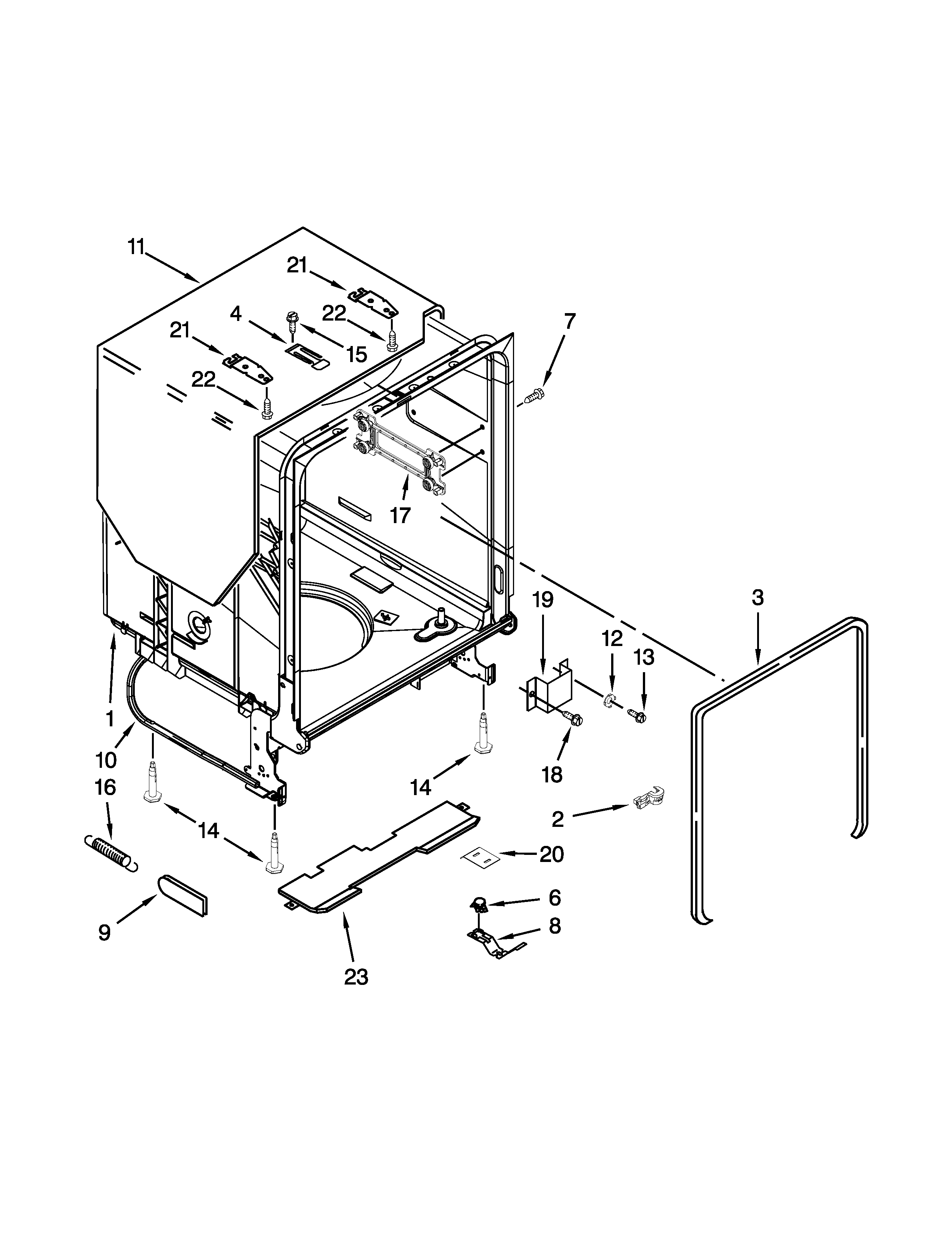 Maytag MDB6769PAB0 tub and frame parts diagram