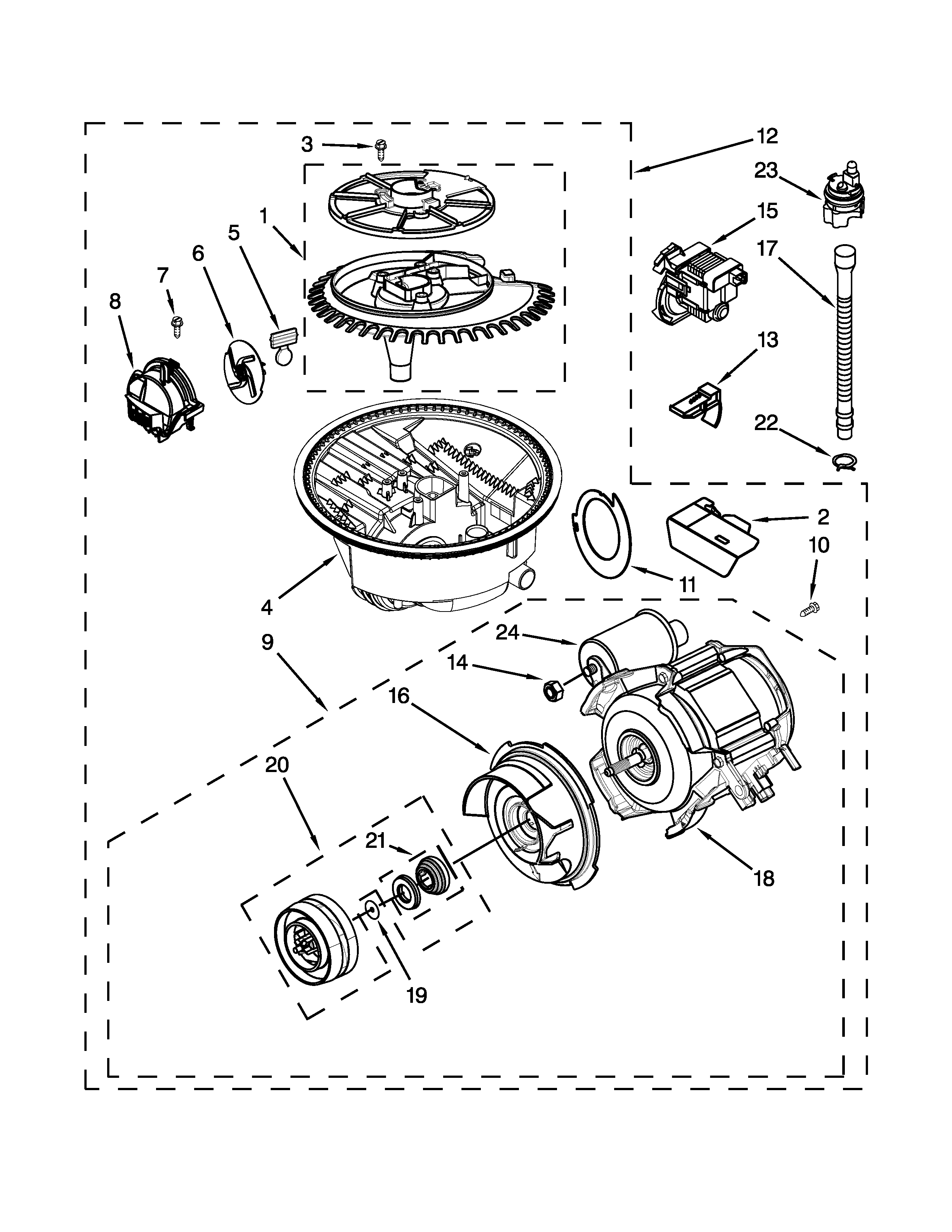 Maytag MDB6769PAB0 pump and motor parts diagram