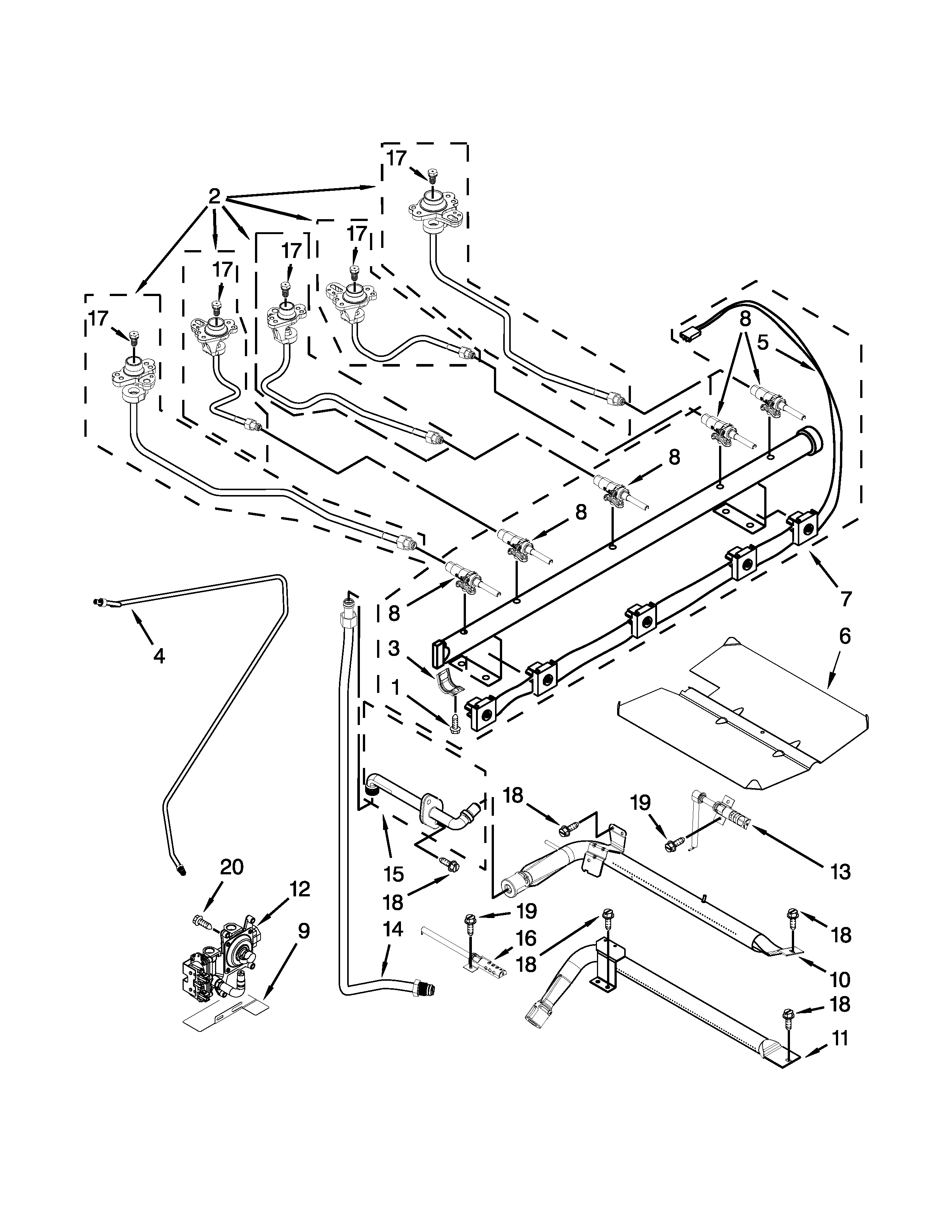 Maytag MGR8700DS2 manifold parts diagram