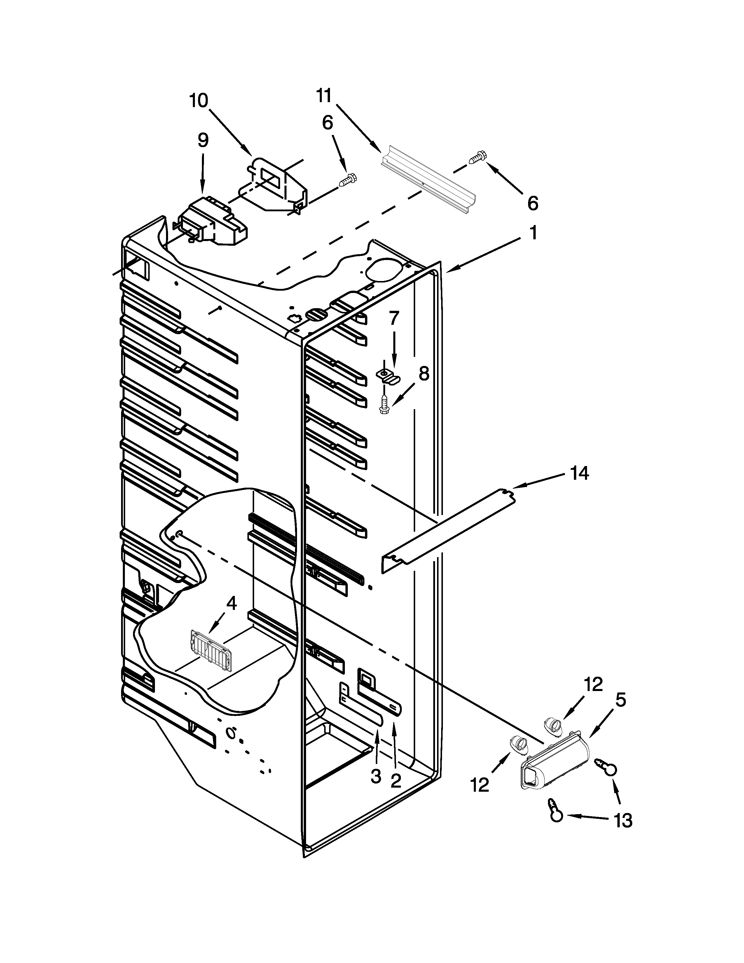 Whirlpool 8ED5FHKXVY02 refrigerator liner parts diagram