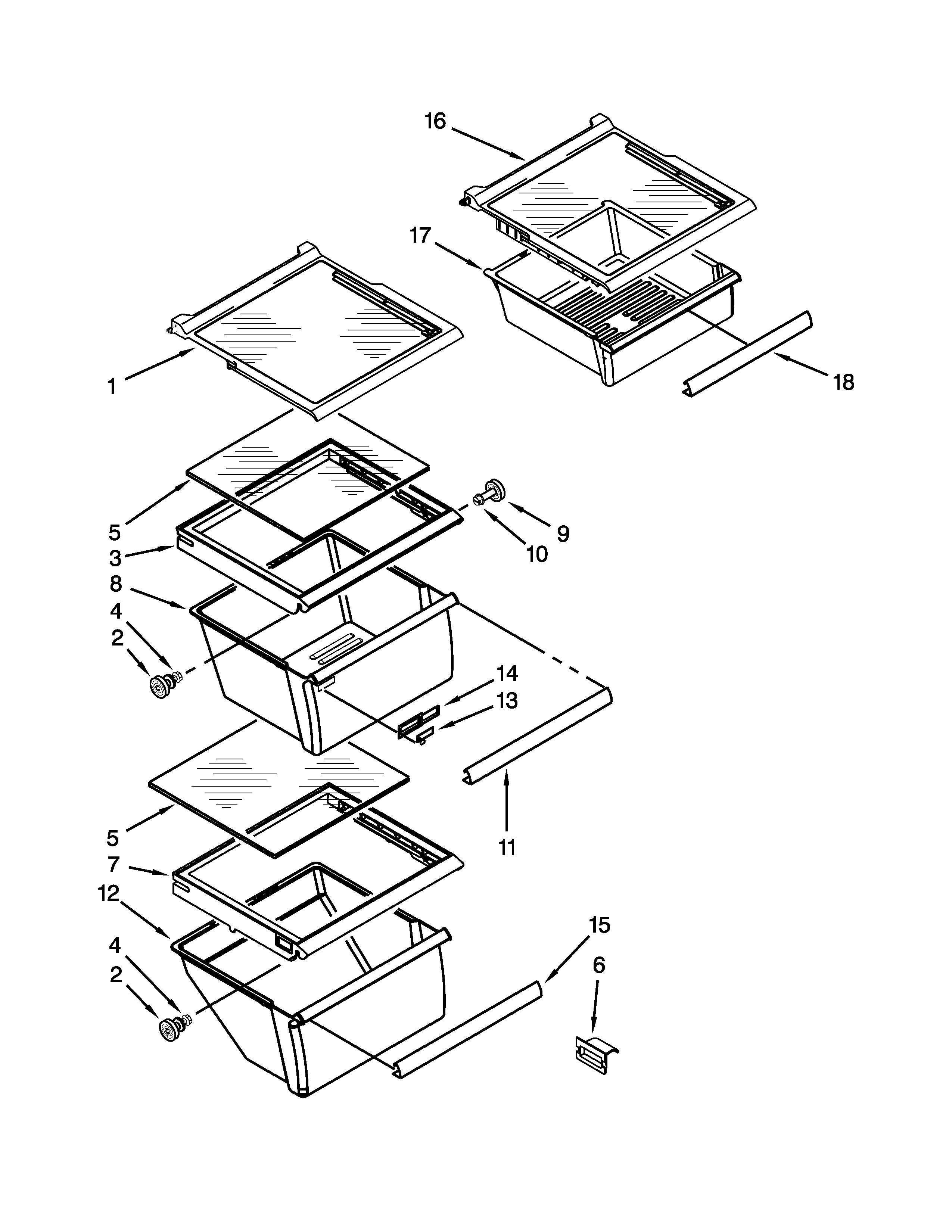 Whirlpool 8ED5FHKXVY03 refrigerator shelf parts diagram