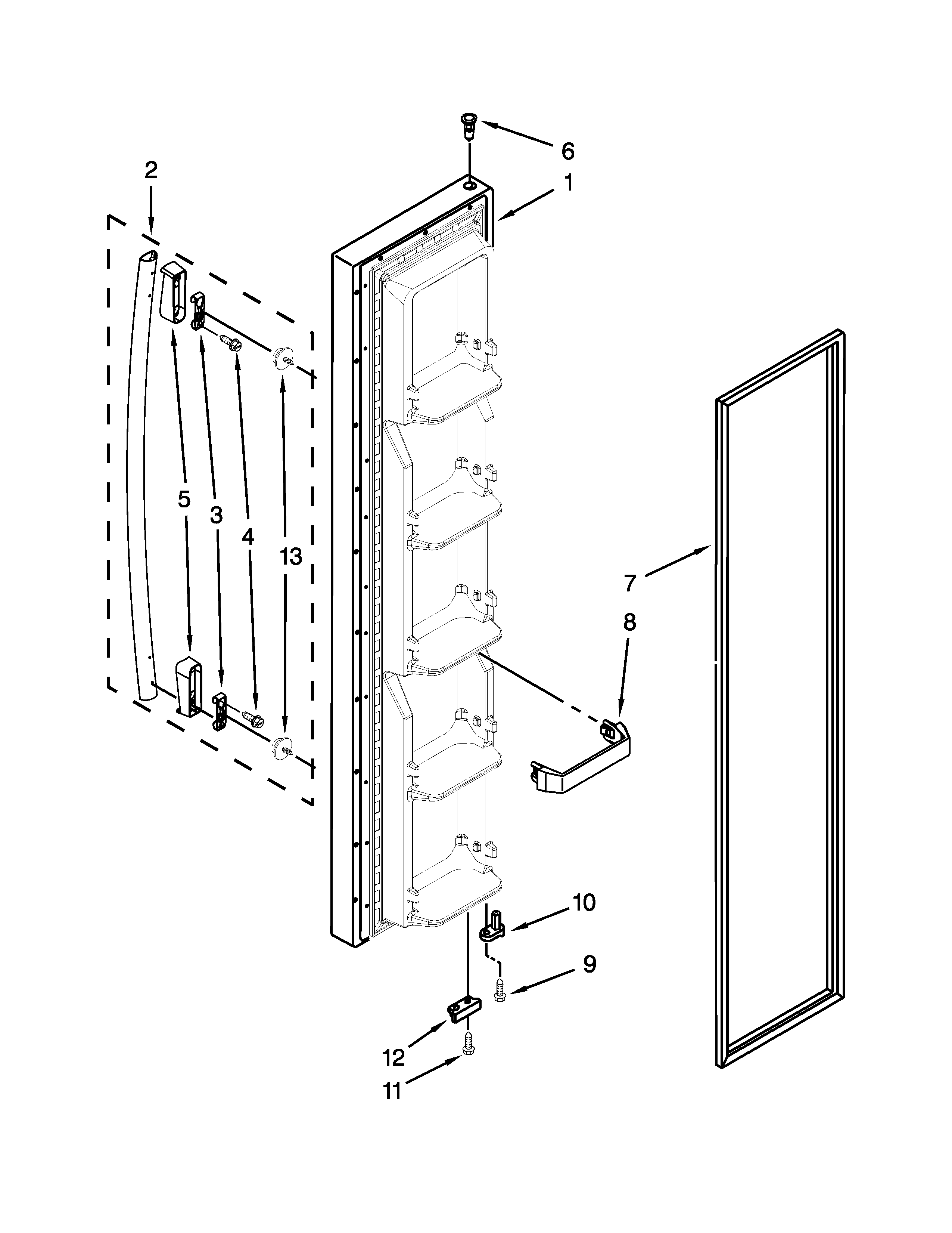 Whirlpool 8ED5FHKXVY03 freezer door parts diagram