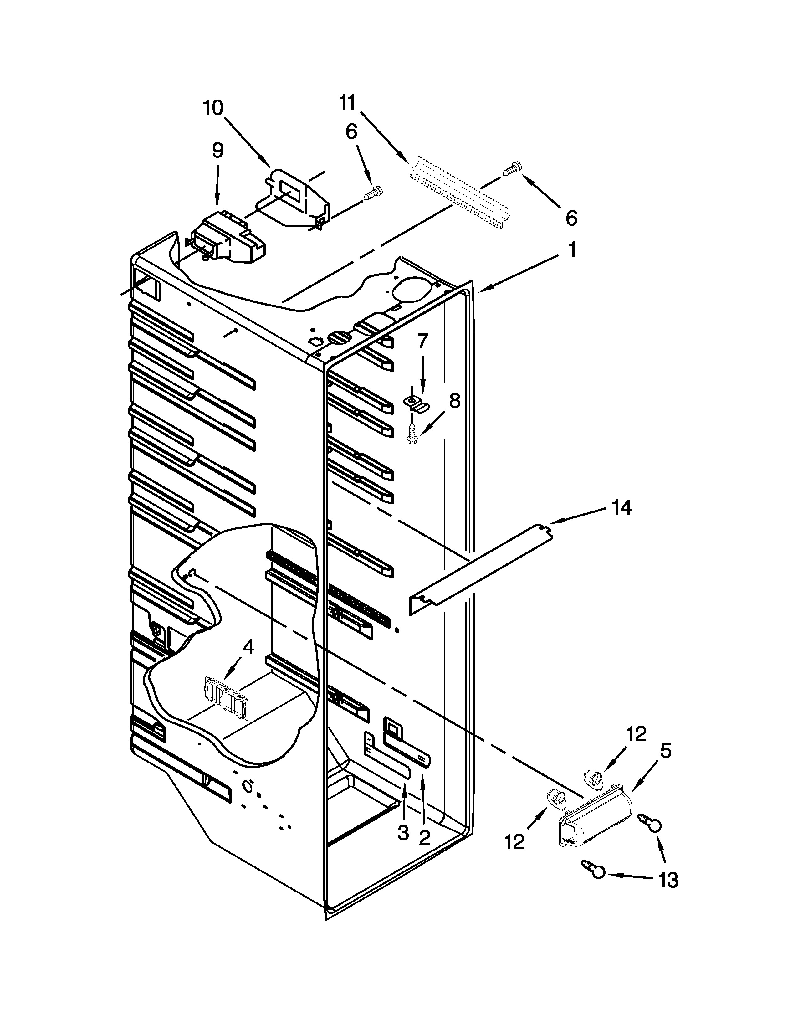 Whirlpool 8ED5FHKXVY04 refrigerator liner parts diagram