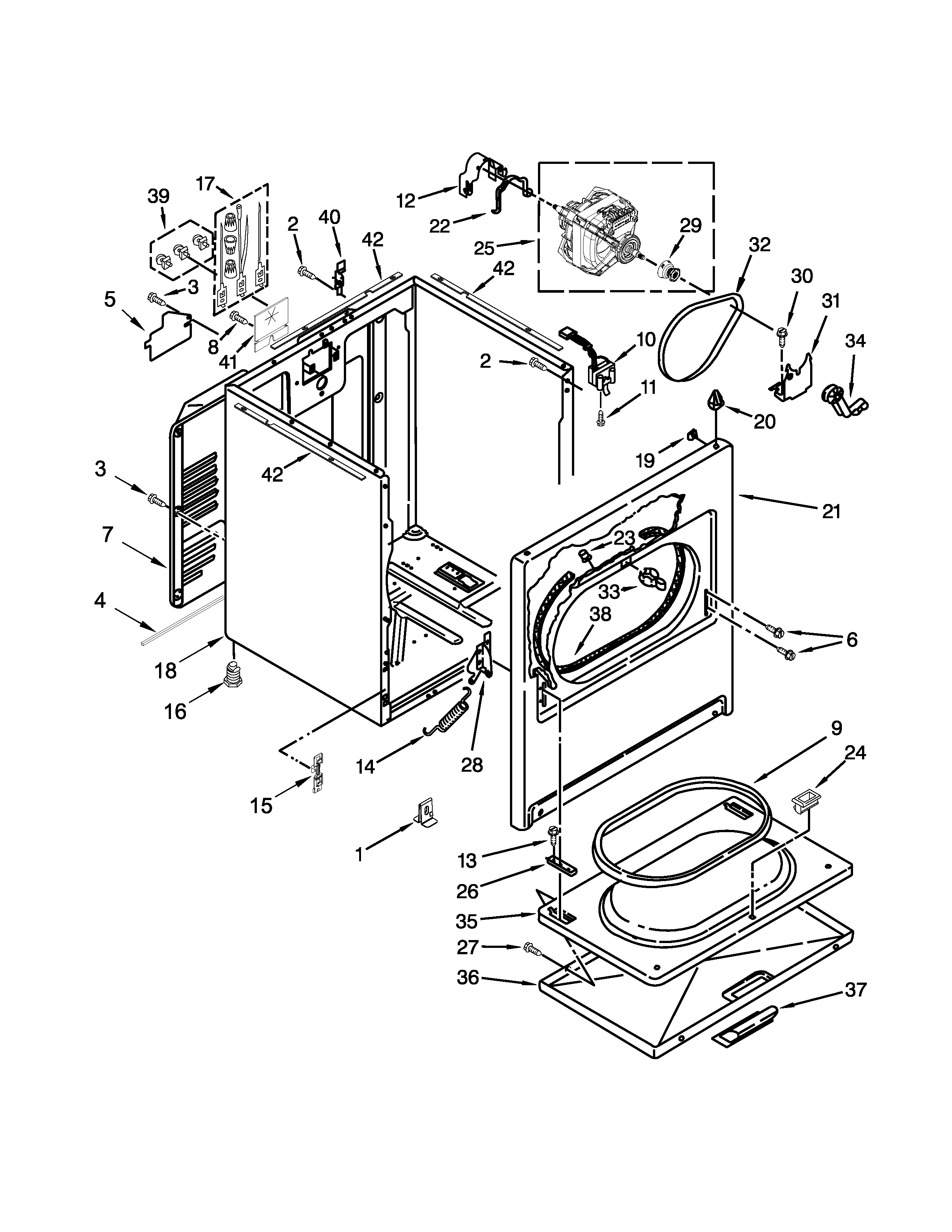 Whirlpool 7MWED1900EW0 cabinet parts diagram
