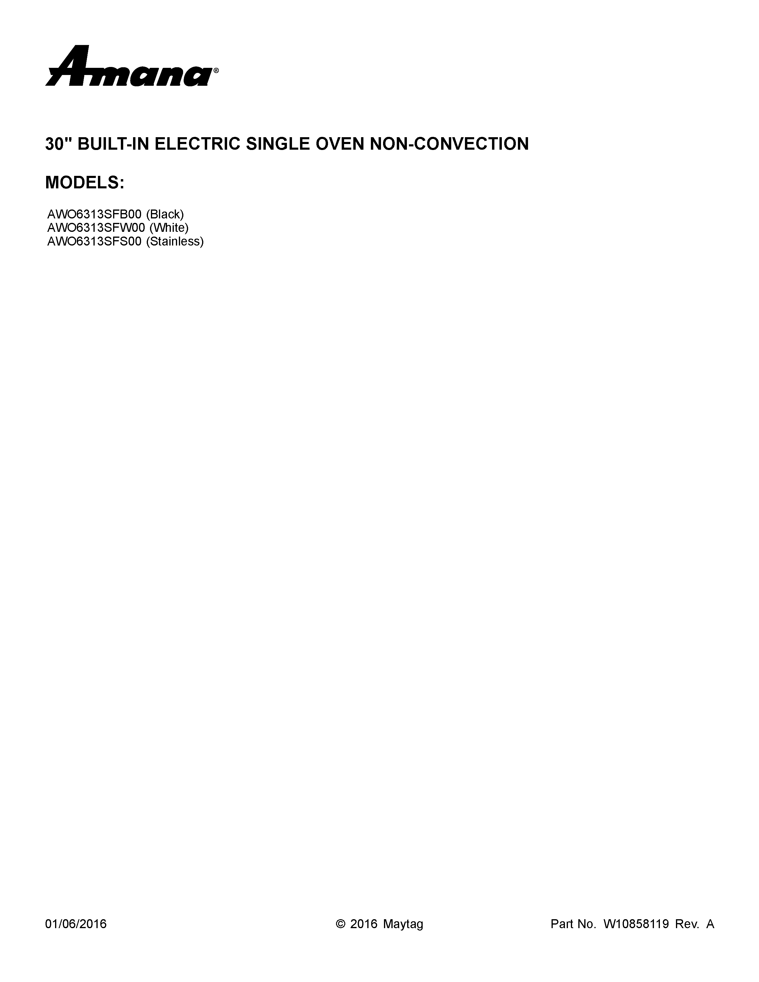 Amana AWO6313SFS00 cover sheet diagram