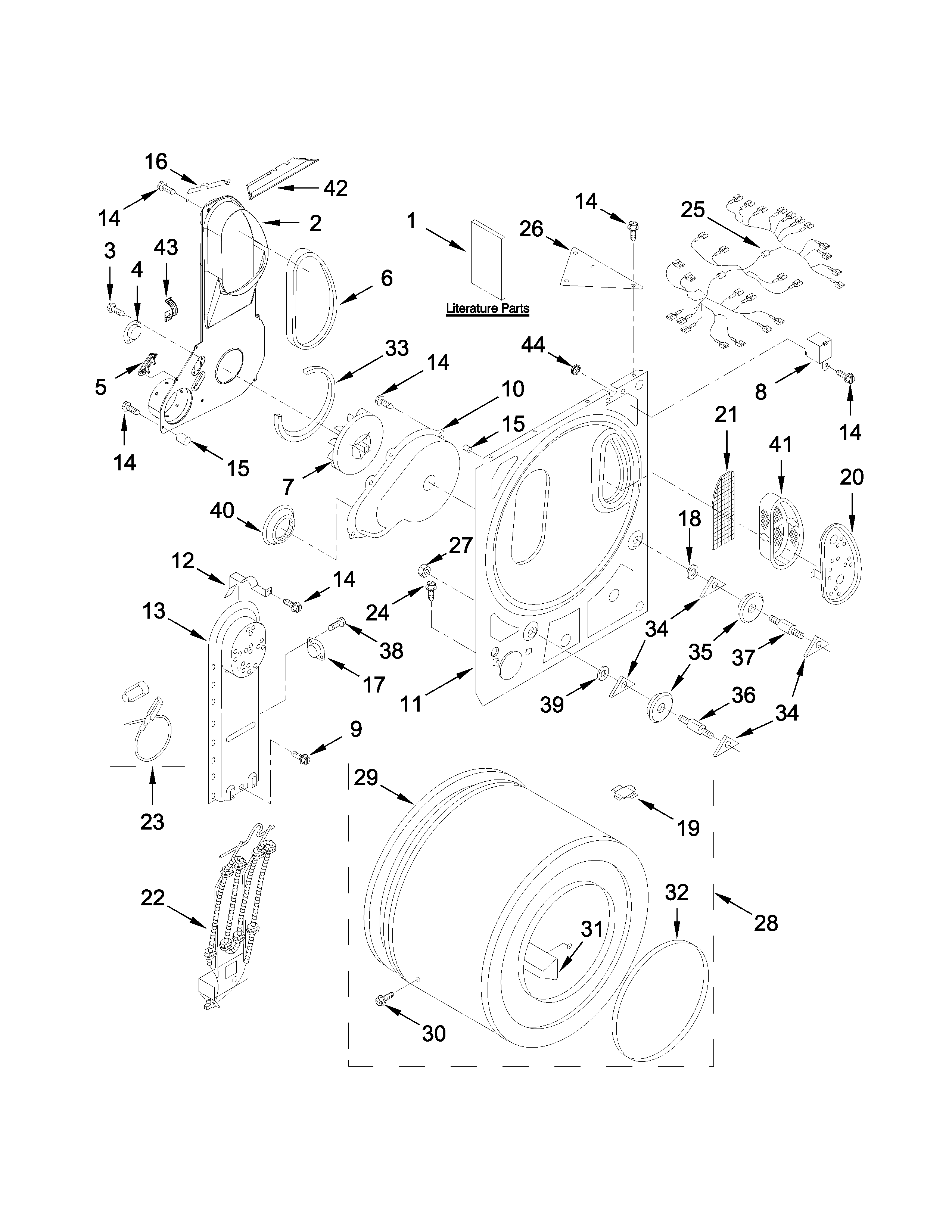 Amana NEC3240FW0 bulkhead parts diagram