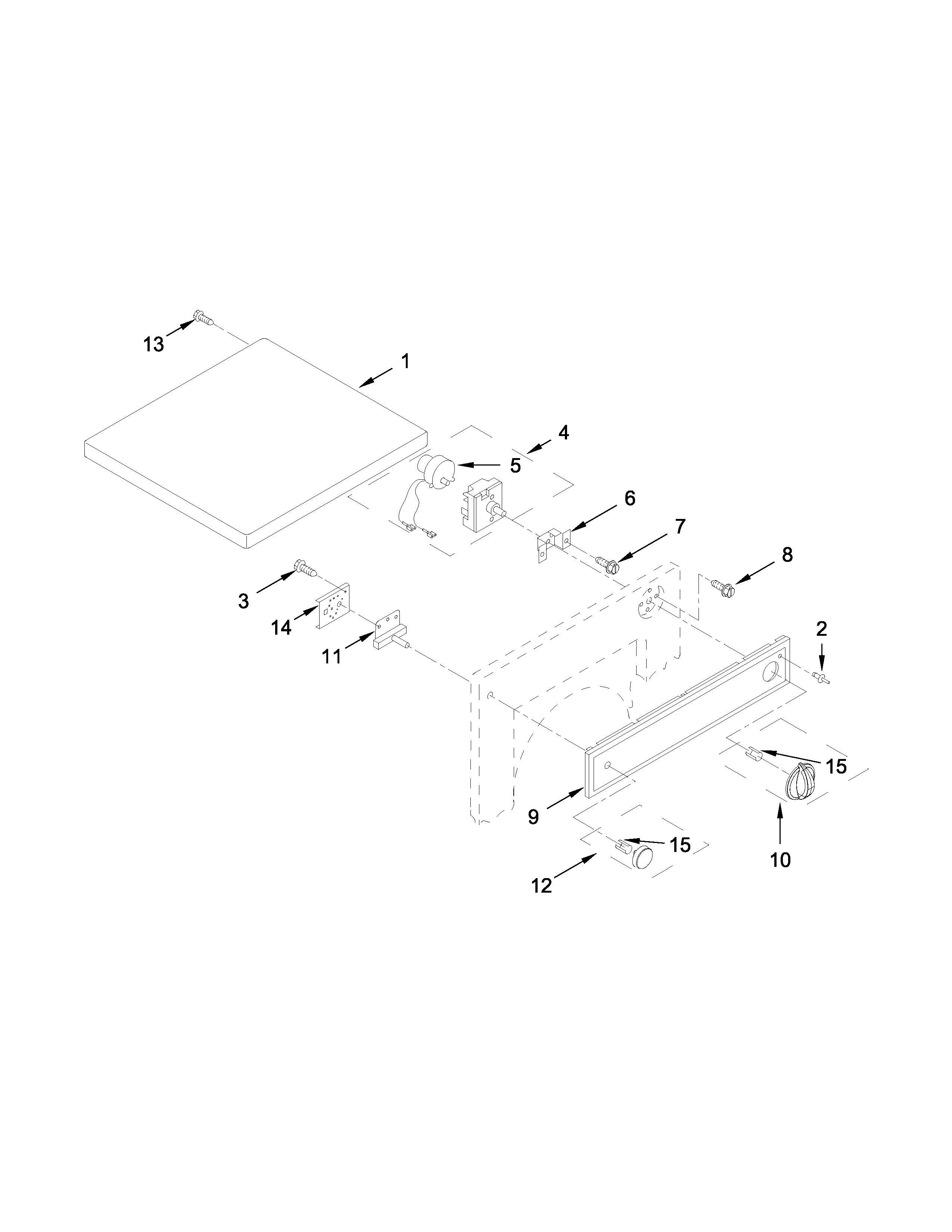 Amana NEC3240FW0 top and console parts diagram