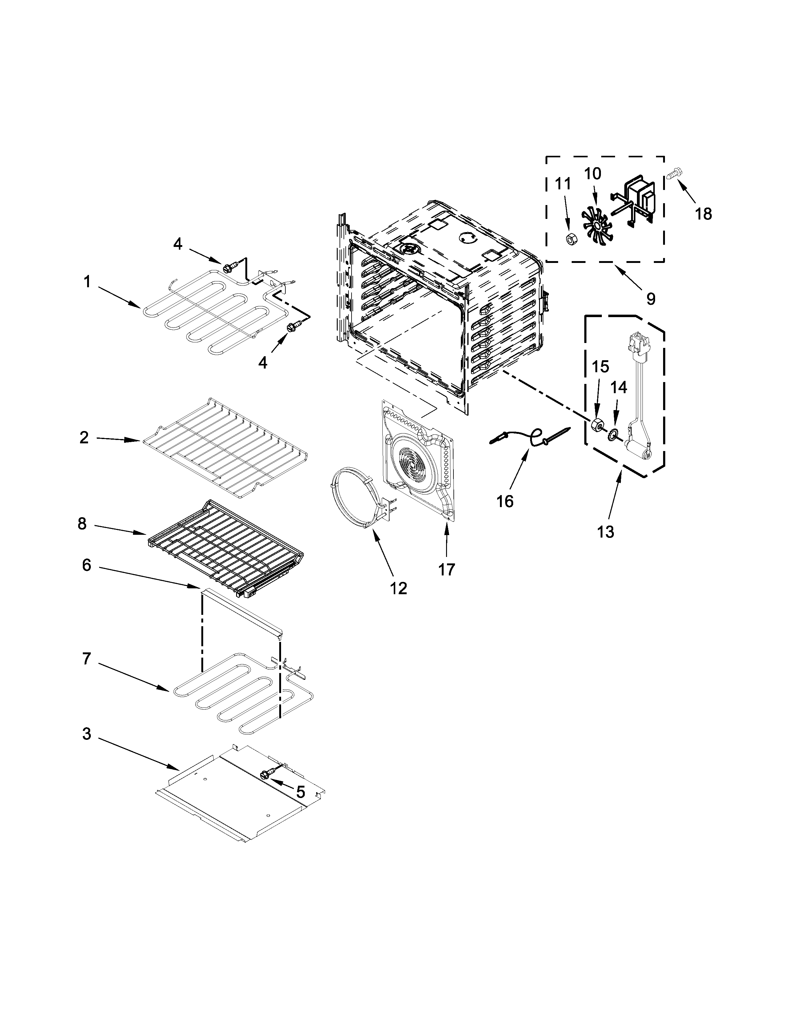 Whirlpool WOC97ES0ES02 internal oven parts diagram