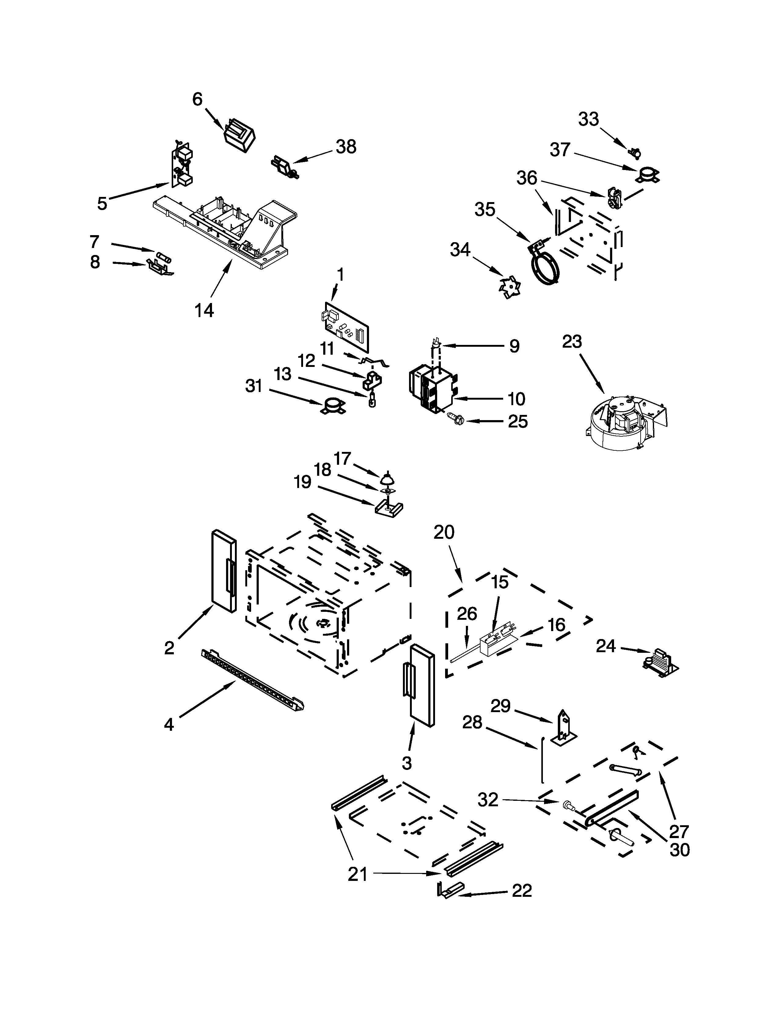 Whirlpool WOC97ES0ES02 cabinet and stirrer parts diagram