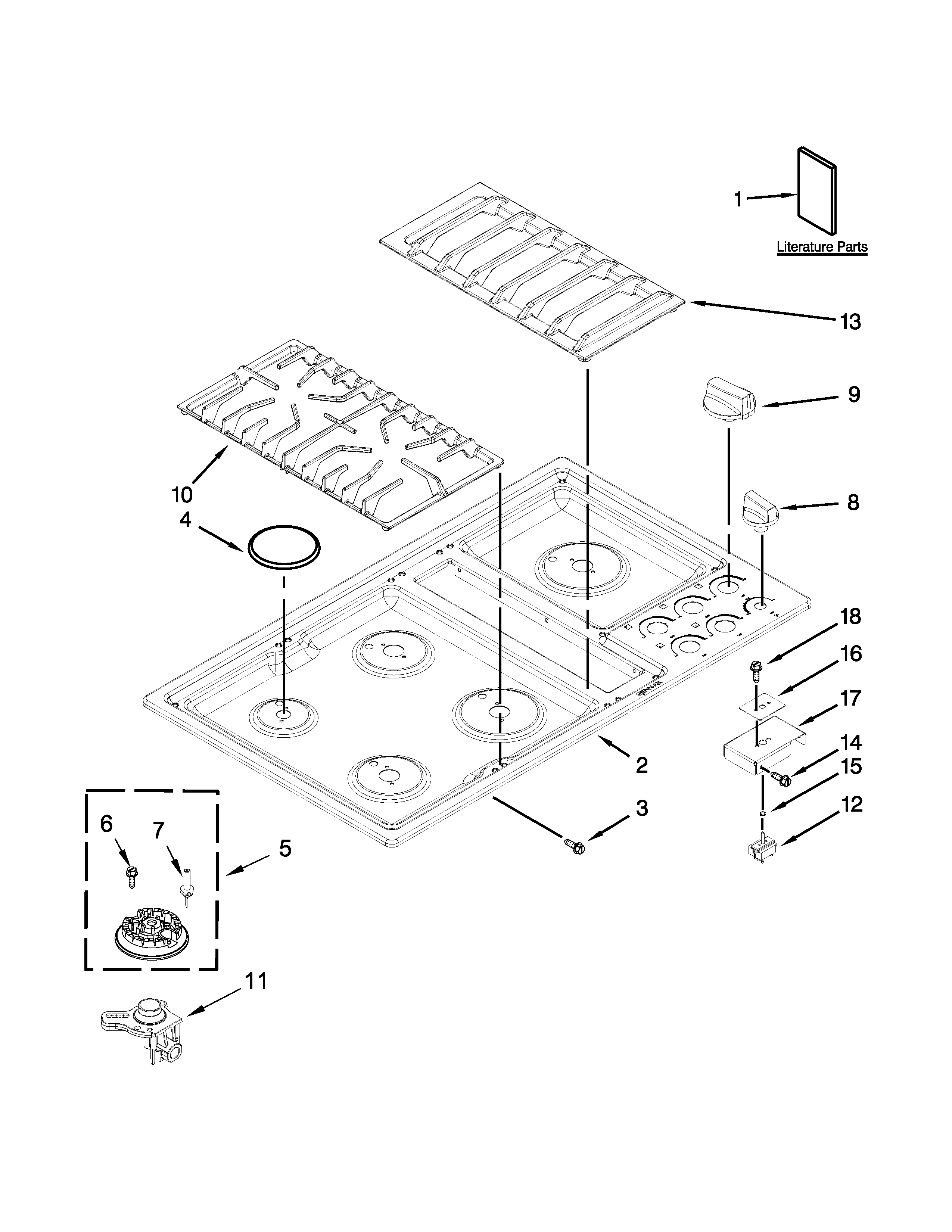 Jenn-Air JGD3536WW01 cooktop parts diagram