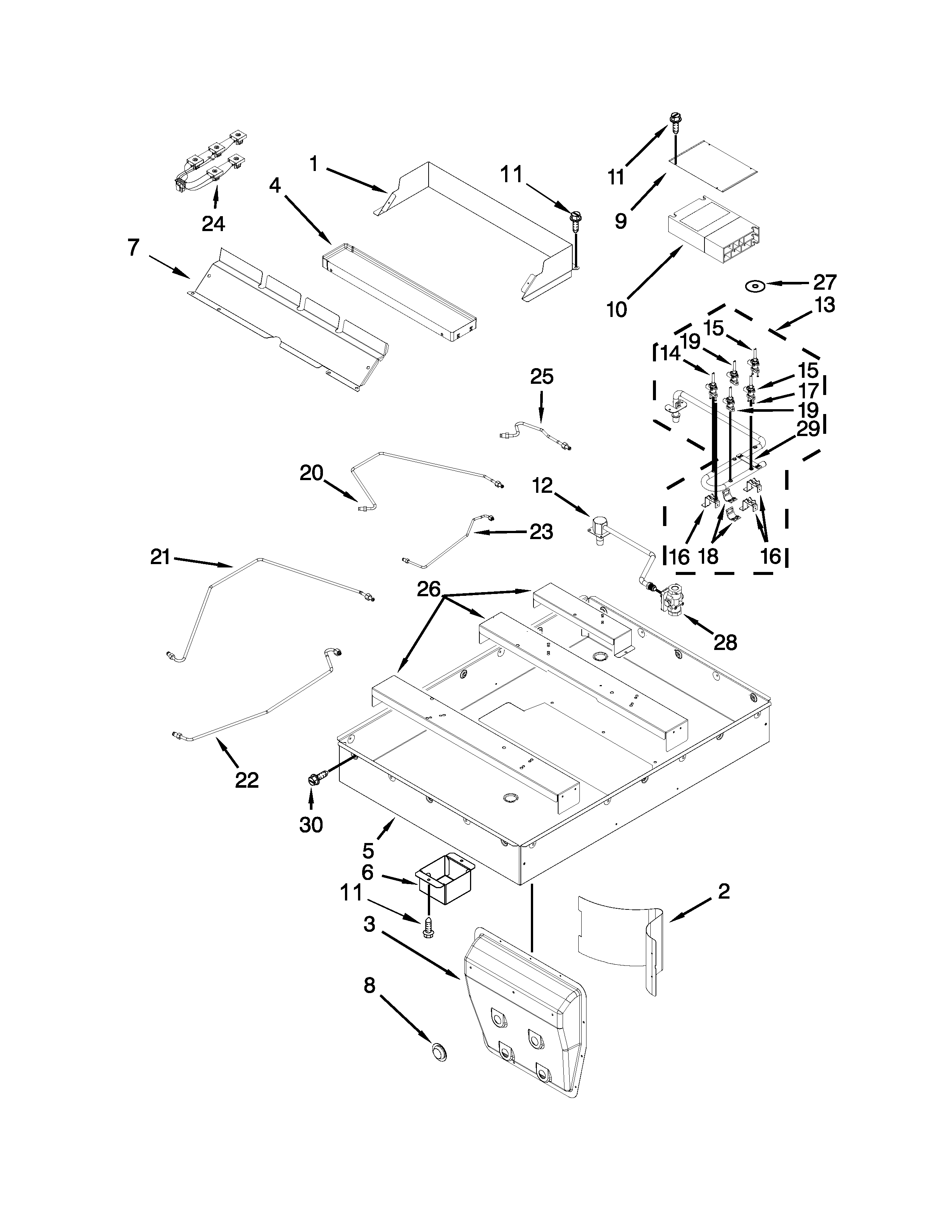 Jenn-Air JGD3536WW01 burner box assembly parts diagram