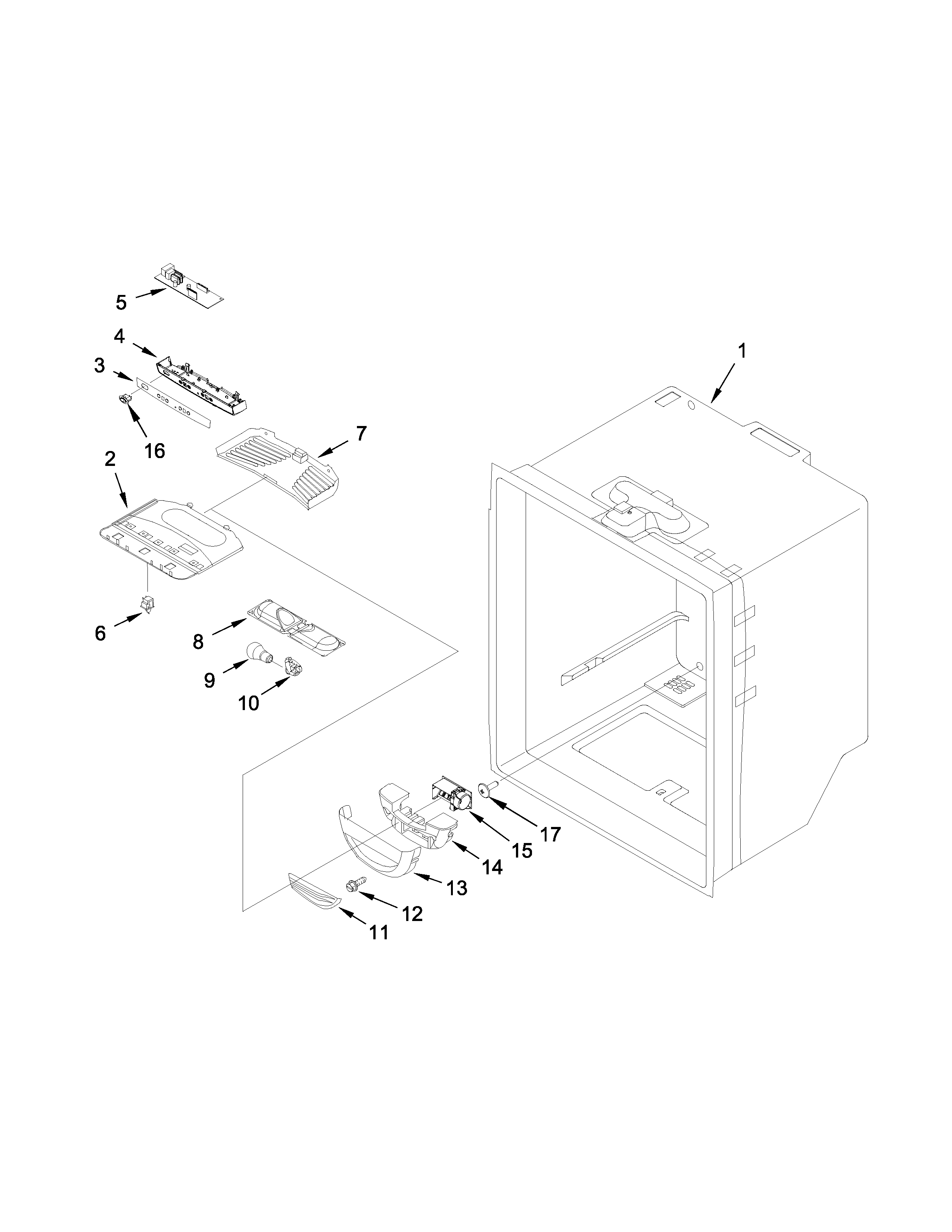 Whirlpool WRF532SMBW01 refrigerator liner parts diagram