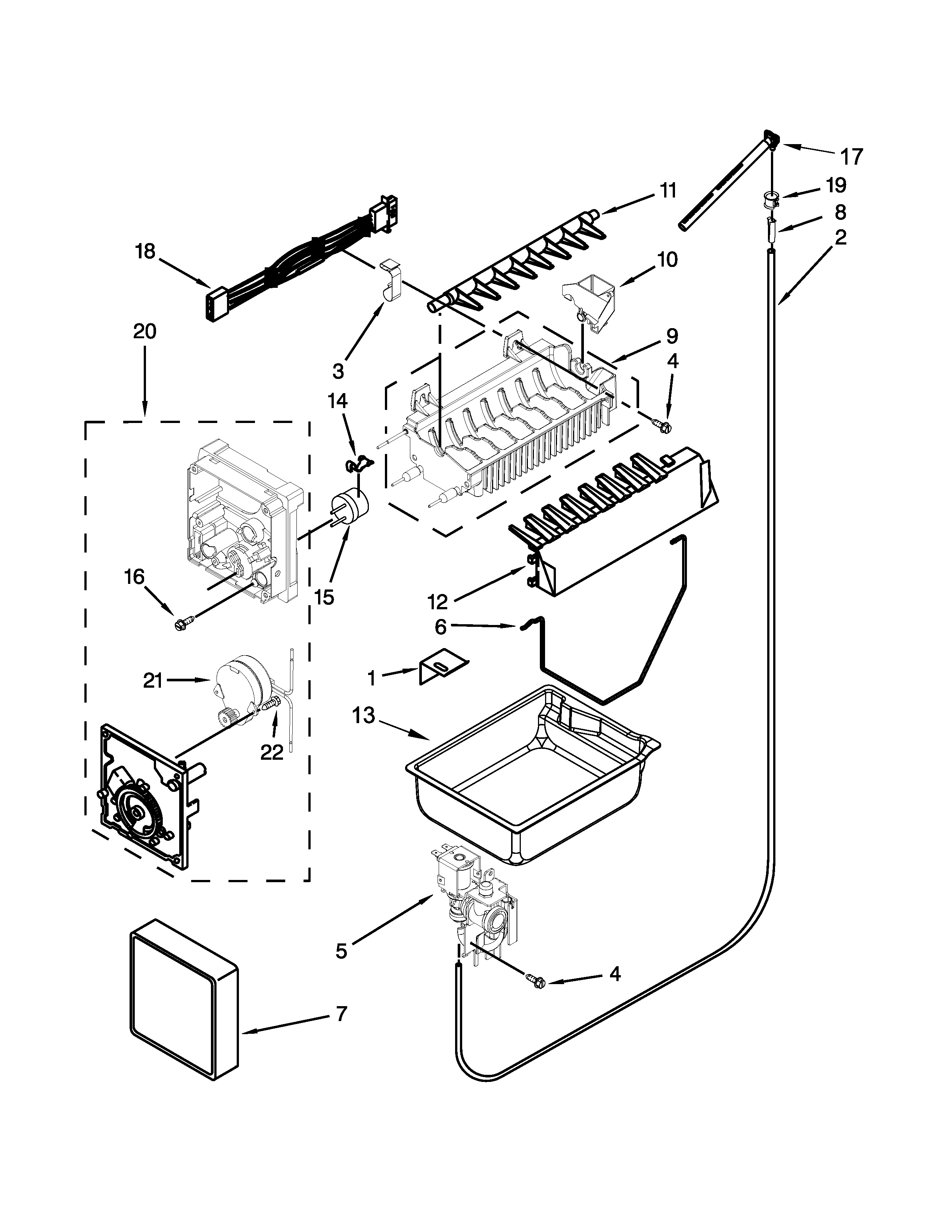 Whirlpool WRF532SMBW01 icemaker parts diagram