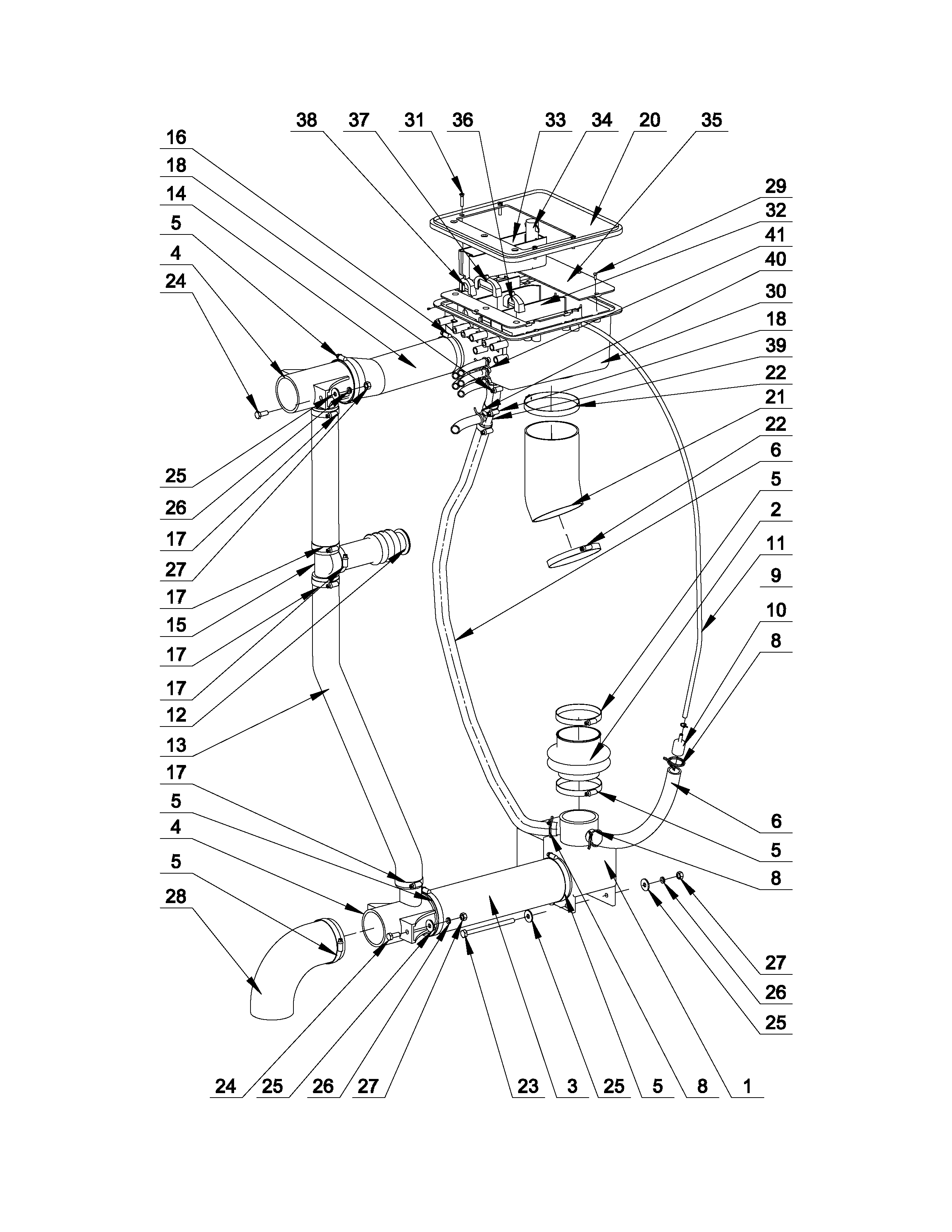 Maytag MFR60PDCTS soap box, drain and hose assembly parts diagram