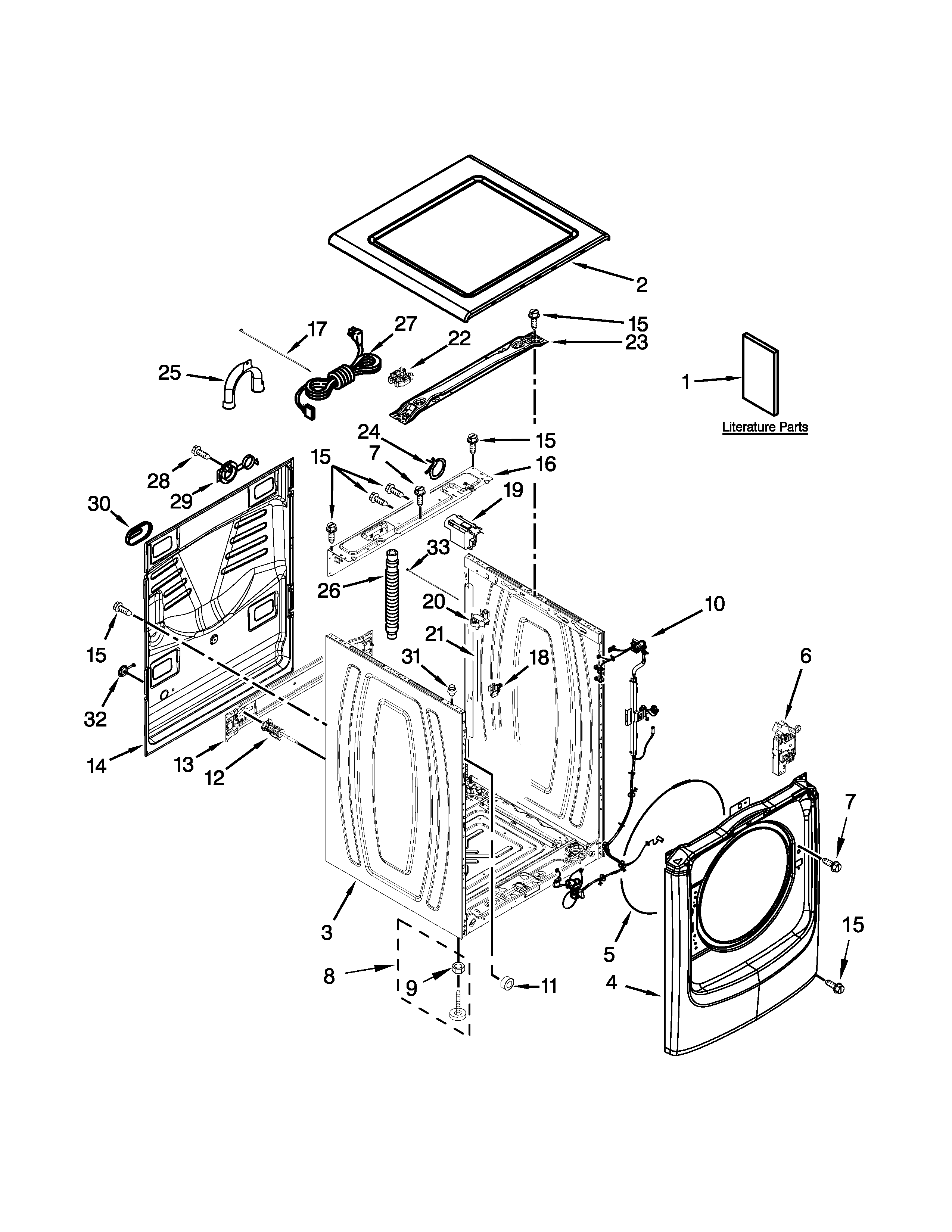 Maytag MHW3500FW0 top and cabinet parts diagram