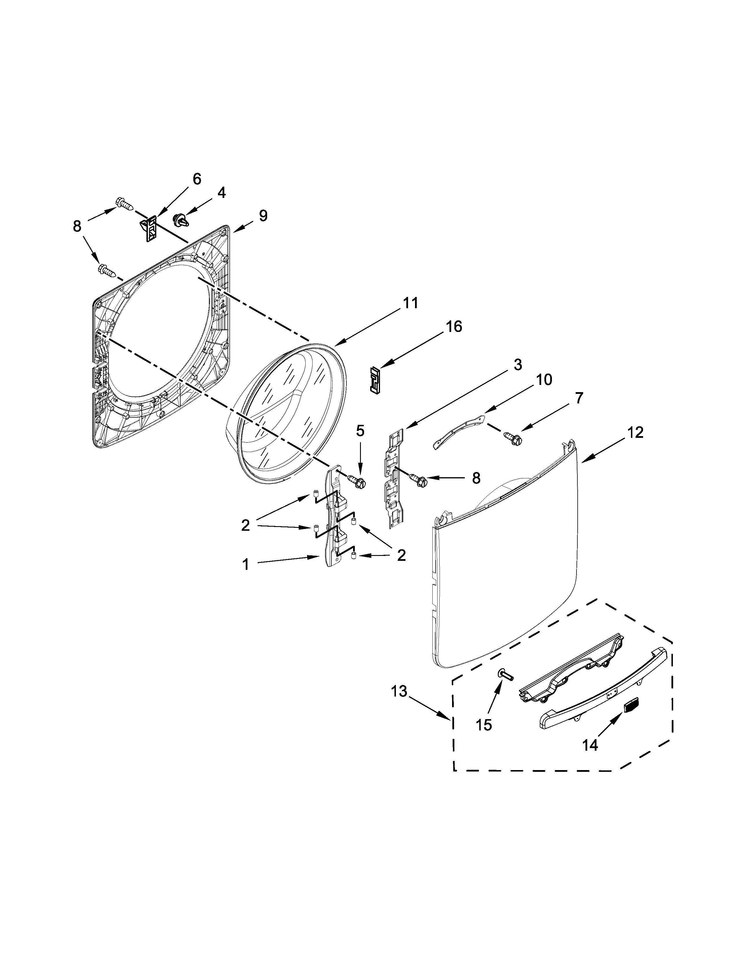 Maytag MHW3500FW0 door parts diagram