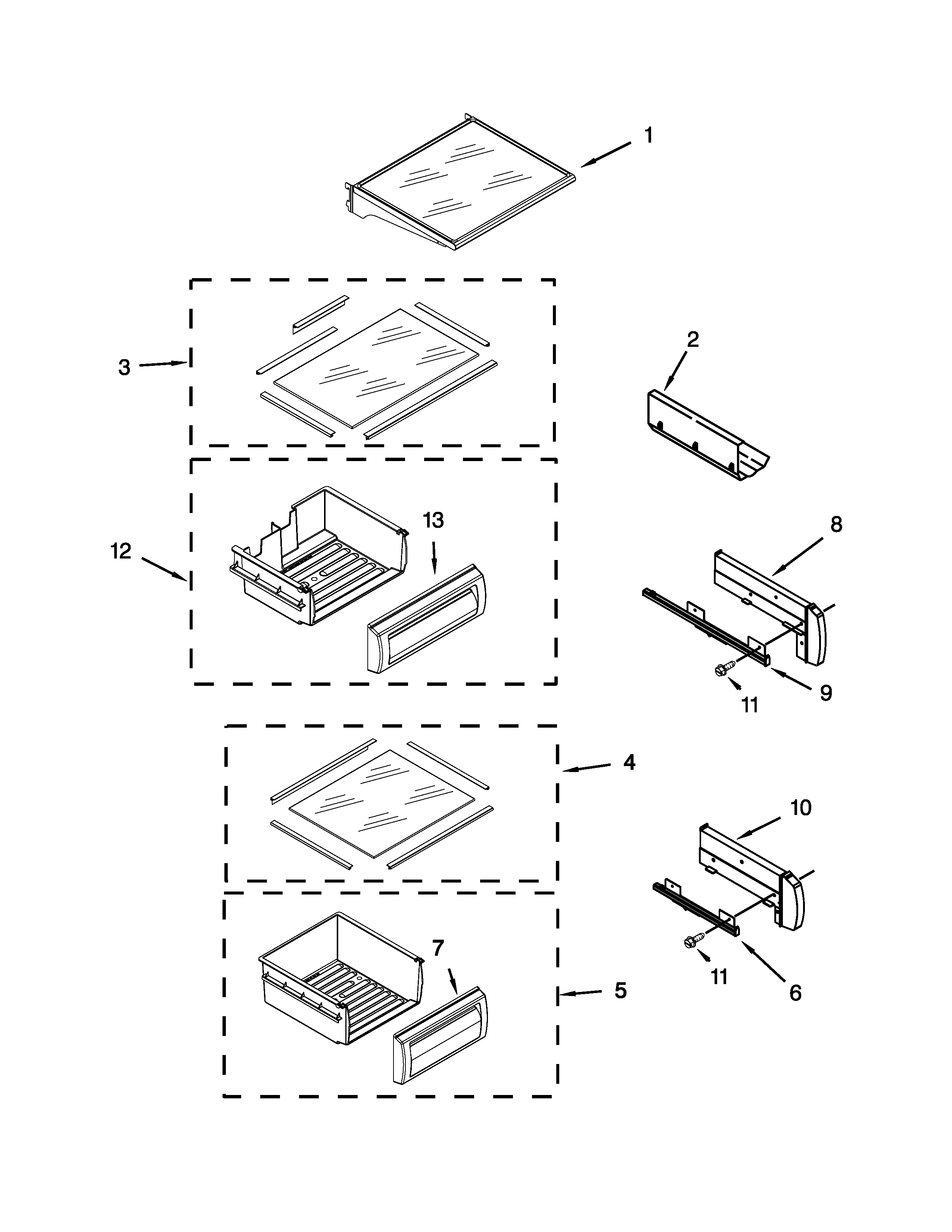 KitchenAid KSSC48QVS10 refrigerator shelf parts diagram