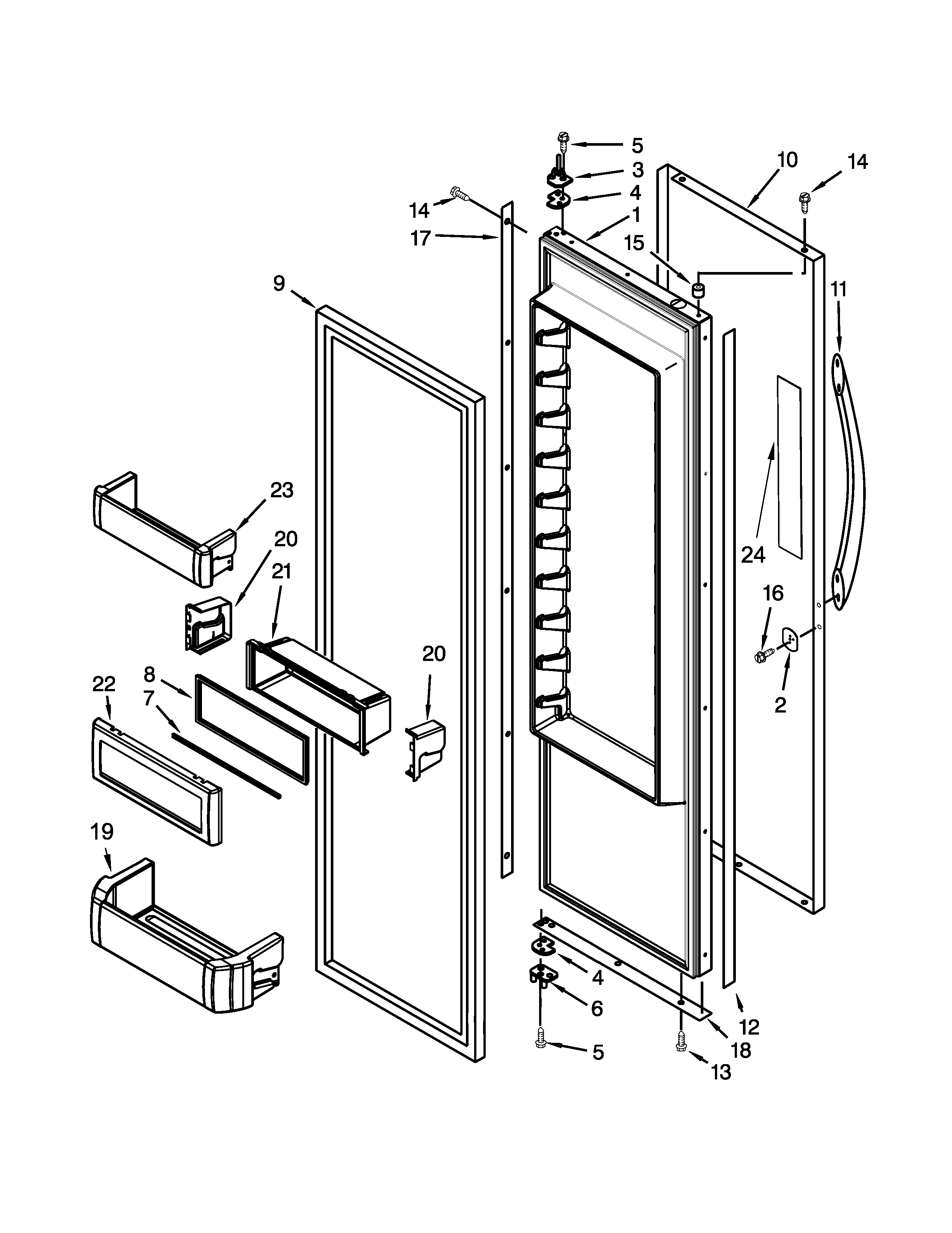 KitchenAid KSSC48QVS10 refrigerator door parts diagram