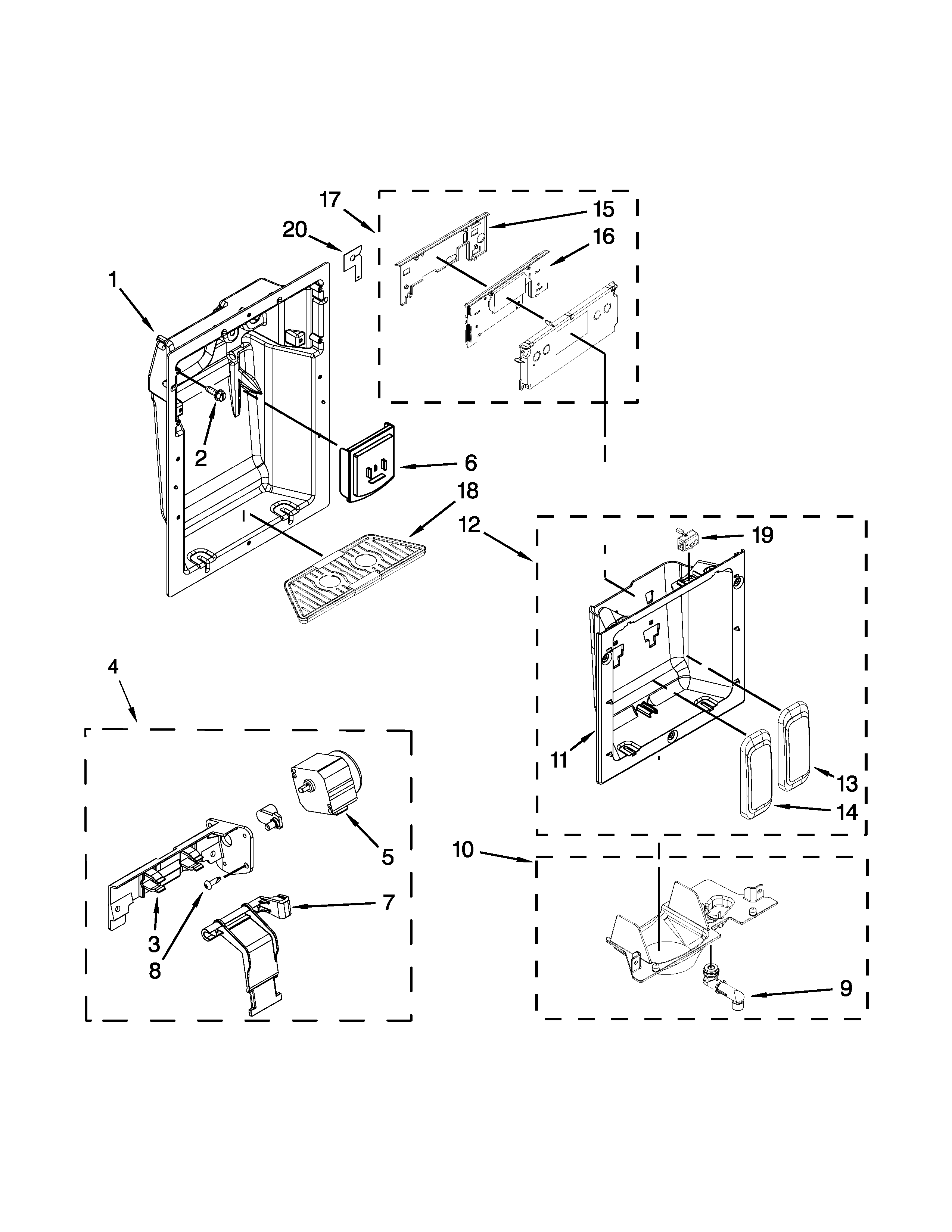 KitchenAid KSSC48QVS10 dispenser parts diagram