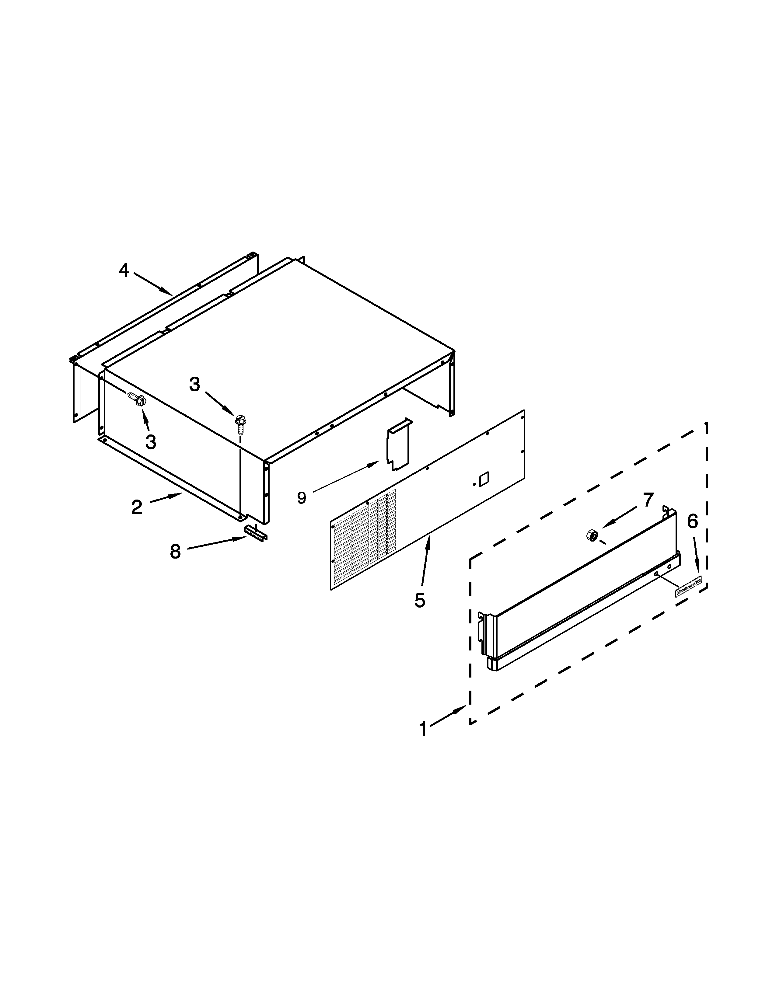 KitchenAid KSSC48QVS10 top grille and unit cover parts diagram
